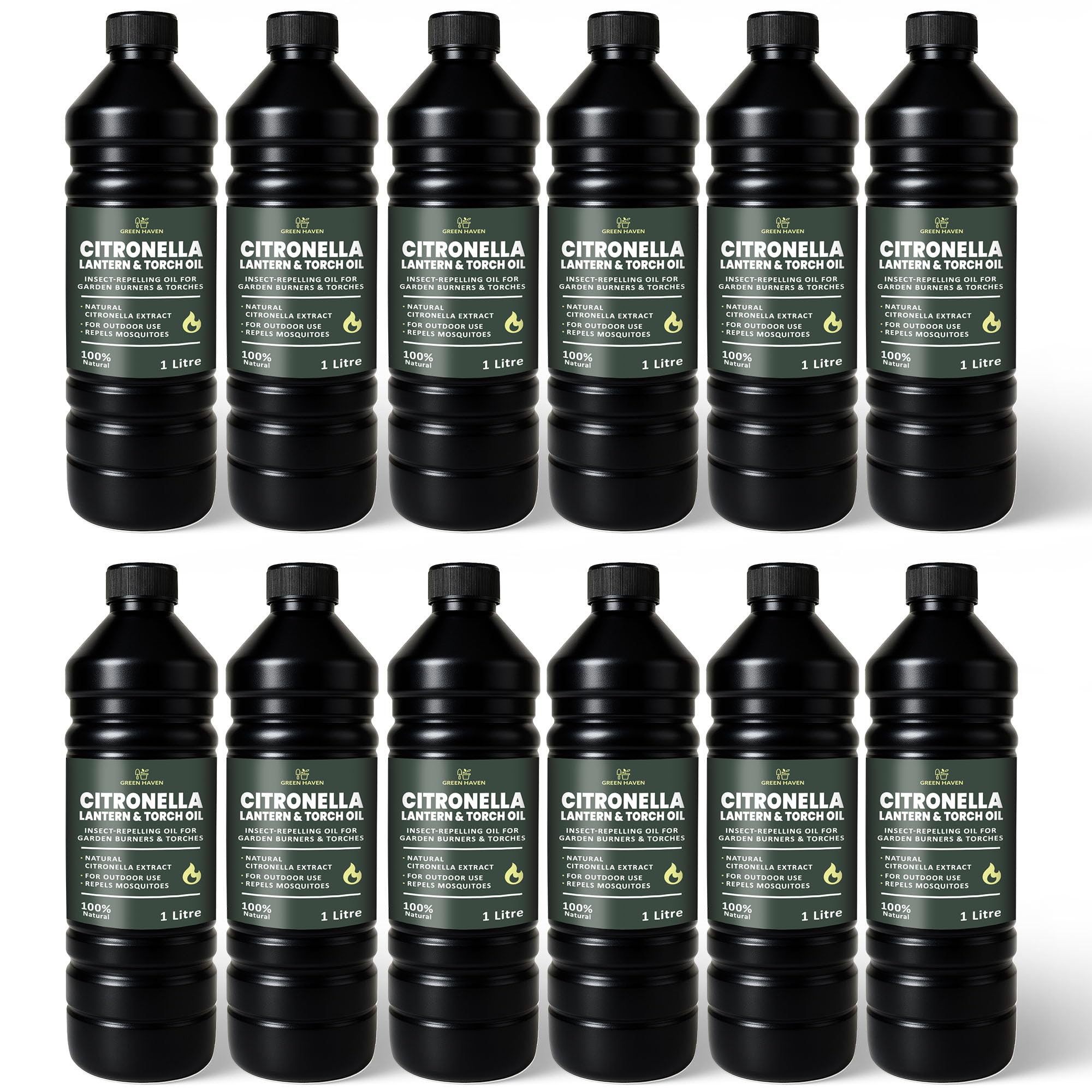 CUQOO 1L Scented Citronella Oil for Garden Burners - 12 Pack Insect-Repelling Torch & Lantern Oil Outdoor Use, Garden Citronella for Tiki Torches, Burners & Lamps, Patios, BBQs, Camping