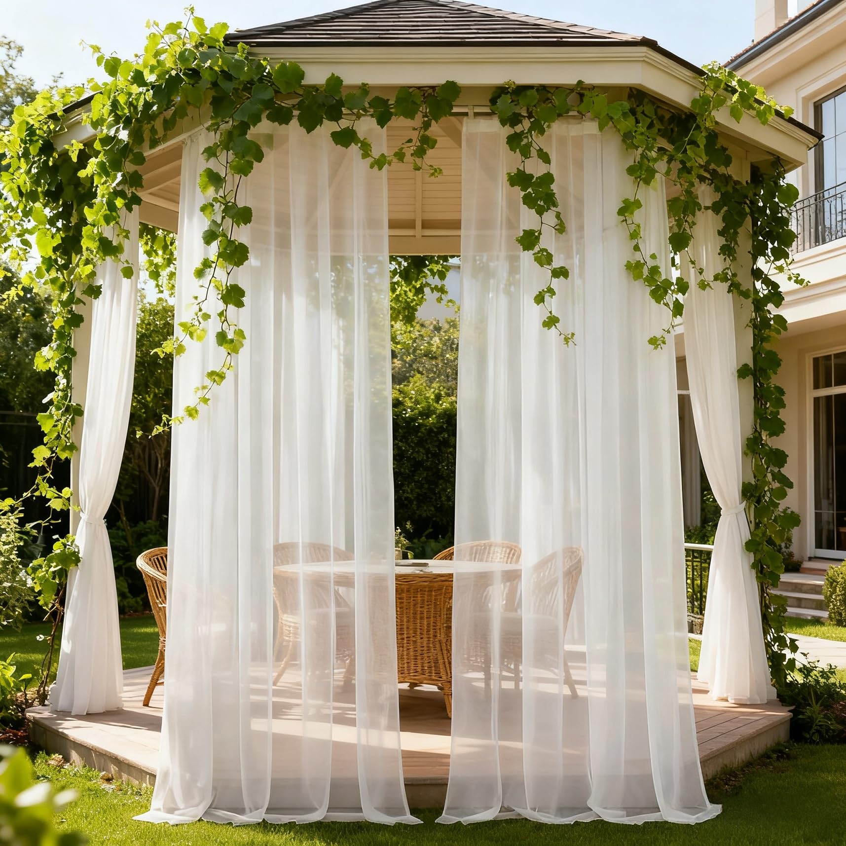 Rideau de séparation demi-transparent 190x155 voilage blanc bloquer lumière fenêtres
