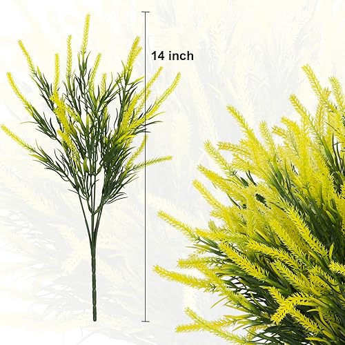 Miniatura 10 de 12 Bundles Fake Outdoor Flowers UV Resistant Plants Artificial Lavender Faux Plastic Shrubs Window Box Garden Porch Home DecorPurple