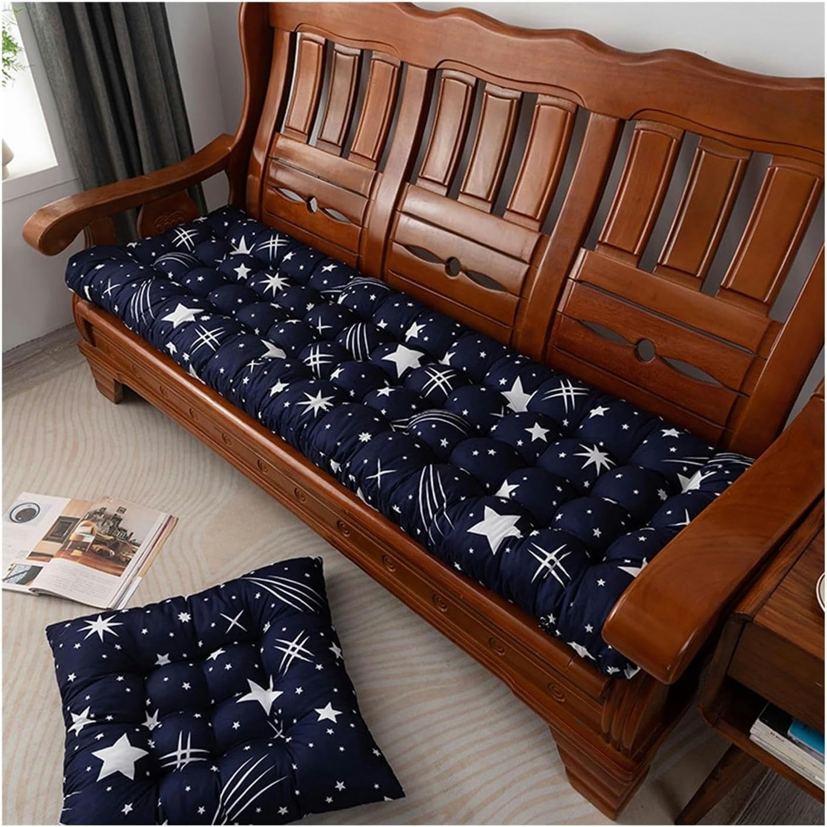 HOTAPEPU Bench Cushion Seat Cushion for Window Sill, Outdoor Bench Cushion Cushion for Bench Porch Swing, Chair Cushion Outdoor Cushion Bench Cushion Seat Cushion (Color : Black, Size : 53 * 165cm)