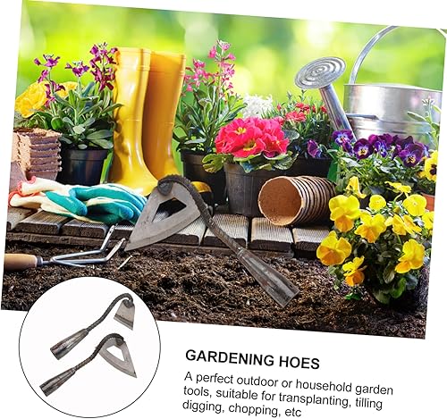 Miniatura 3 de Yardwe Herramientas de deshierbe Jardinería 2 unids azada de jardín Mango largo Azadas de jardinería al aire libre Azadas de acero fuerte de