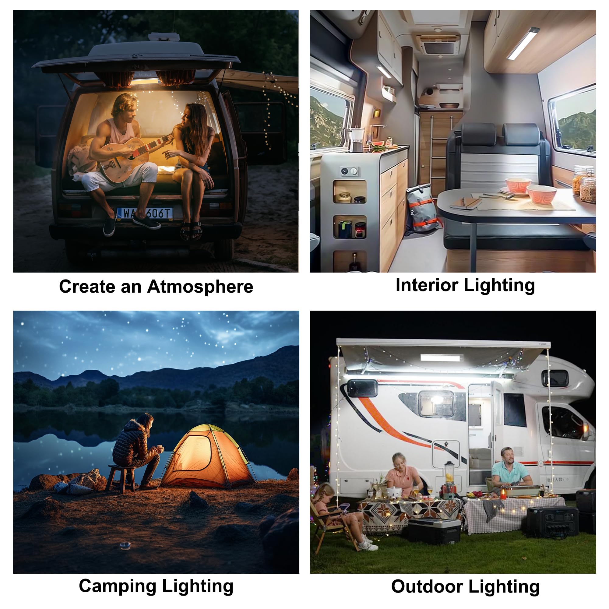 Bewegungsmelder, Wohnmobil-Außenleuchte, Campinganhänger, Zubehör, kabellos, wiederaufladbar, USB, batteriebetrieben, Wohnmobil-Anhängerlicht, verstellbar, 3 Farben, mit