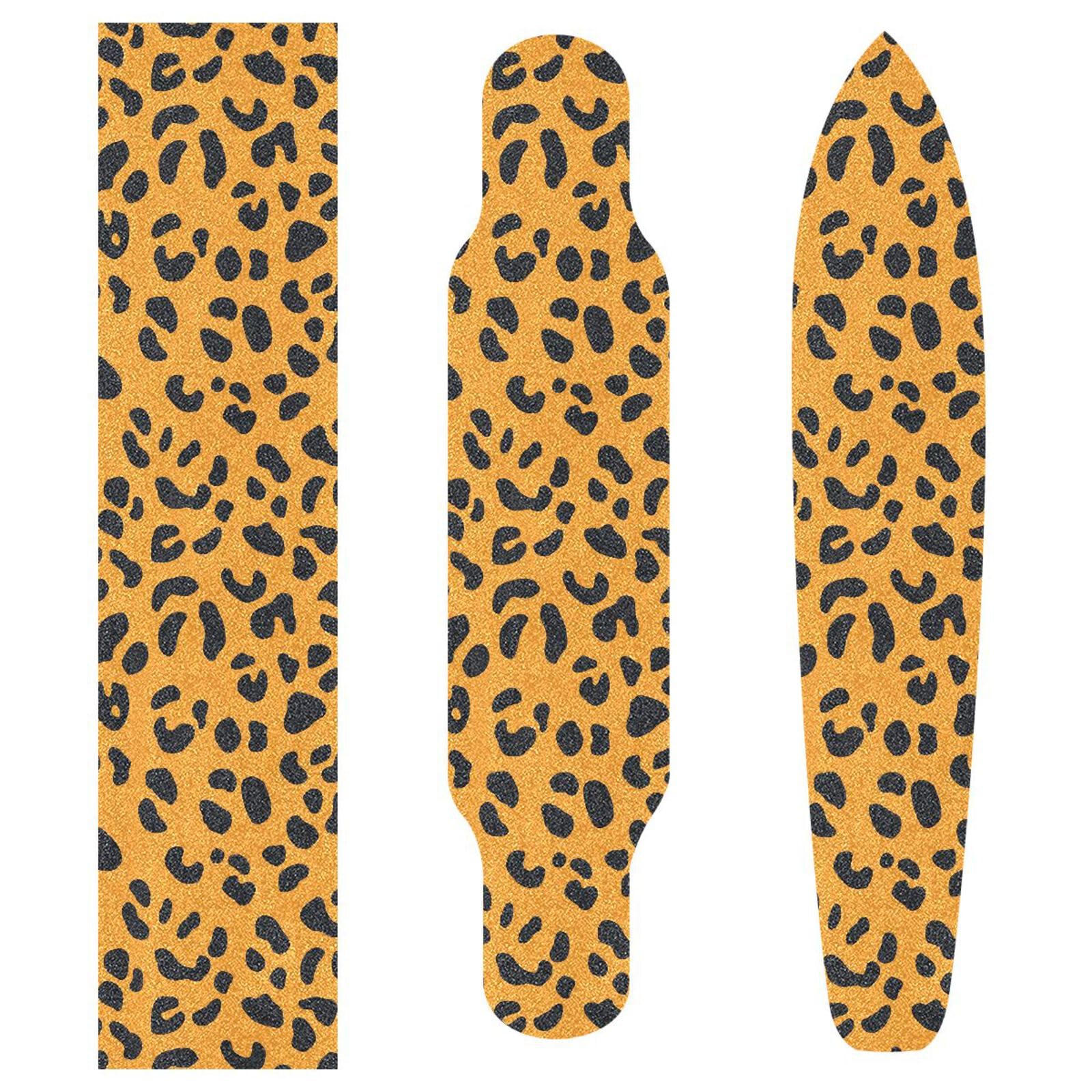 STAYTOP Orange Leopard Print Skateboard Grip Tape Sheet 44x10inch,Non Slip Waterproof Sandpaper Scooter Grip Tape Longboard Griptape