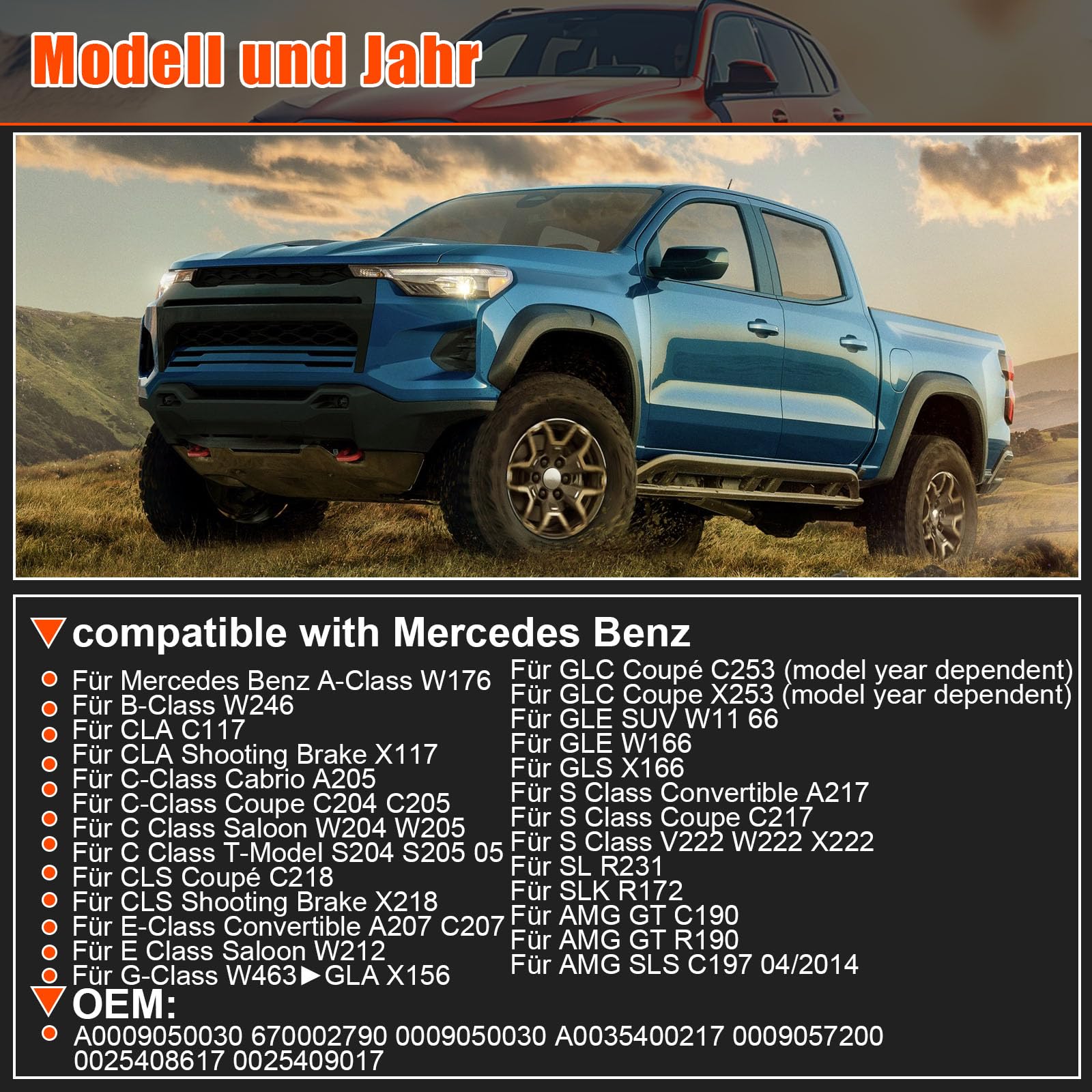 Reifendrucksensor 433MHz RDKS für Mercedes C Klasse W205 A0009050030 | TPMS Sensor Ersatzsensor GLC X253,A-Klasse W176,E-Klasse W212, OE A0009050030, A0035400217, 4 Stück