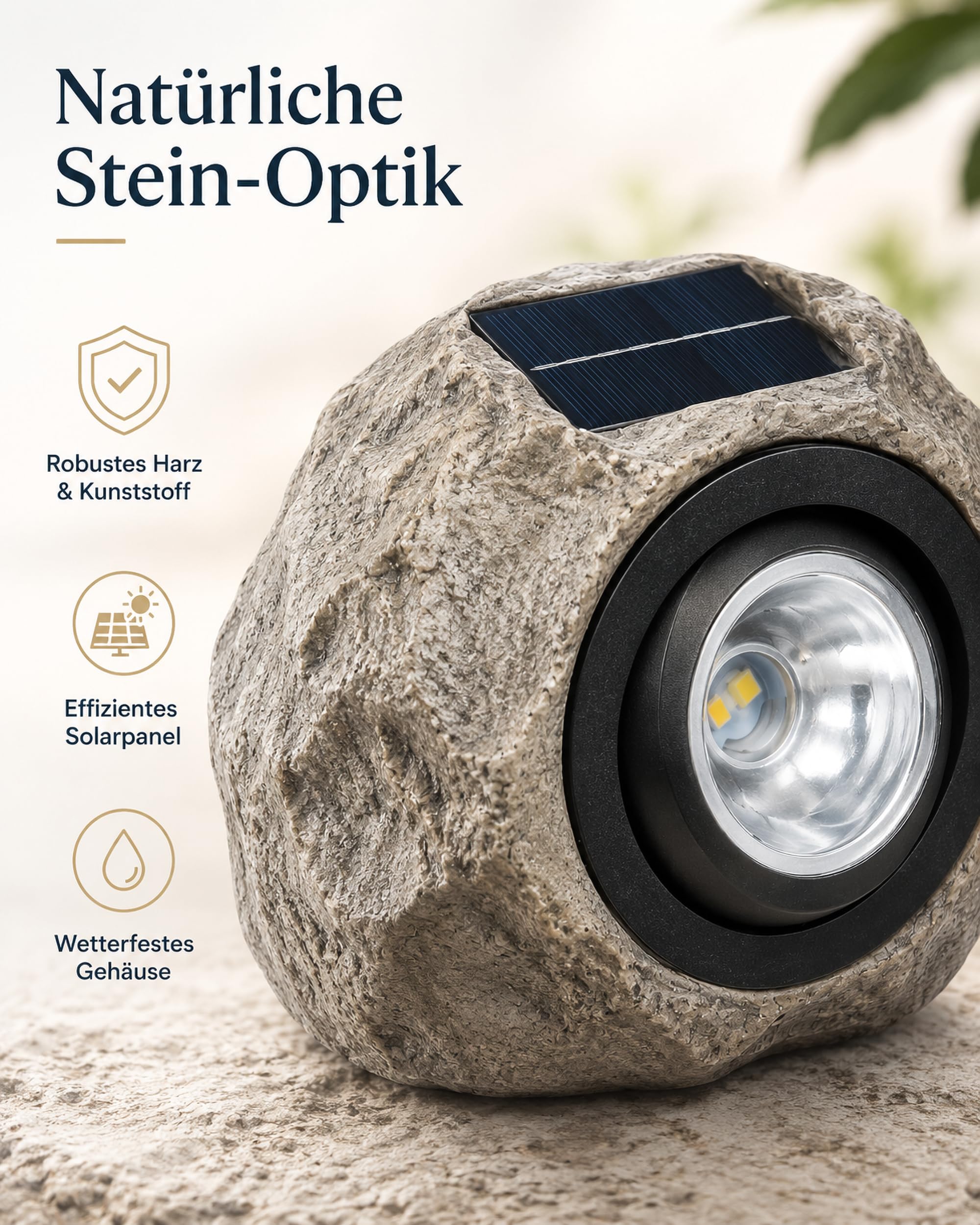 ACMHNC Solar Steinleuchten für außen, Ip65 Wasserdichte LED Gartenlampe in Naturstein-Optik, Warmweiße Bodenleuchten aussen Deko Solarsteine für Garten, Rasen,Wege,Patio, Yard