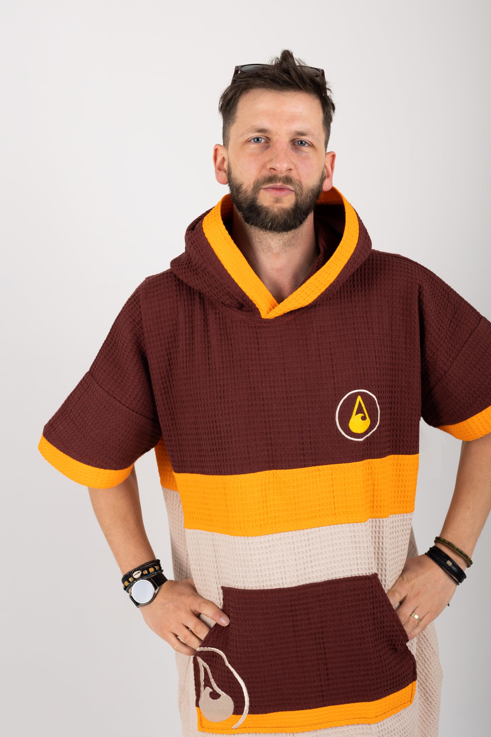 WAVE HAWAII Poncho de baño para Hombre y Mujer, Talla L/XL, 170-200 cm, 100% algodón, Poncho de Surf para Adultos, Toalla de Viaje con Alta absorción de Agua, Ayuda a la Playa para Adultos