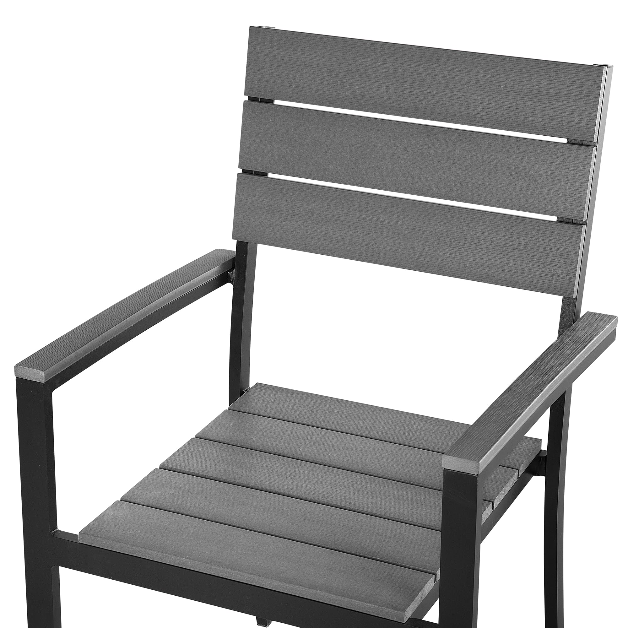 Beliani Gartenmöbel Set 7-teilig Aluminium schwarz Kunstholz grau Tisch 6 Stühle Como