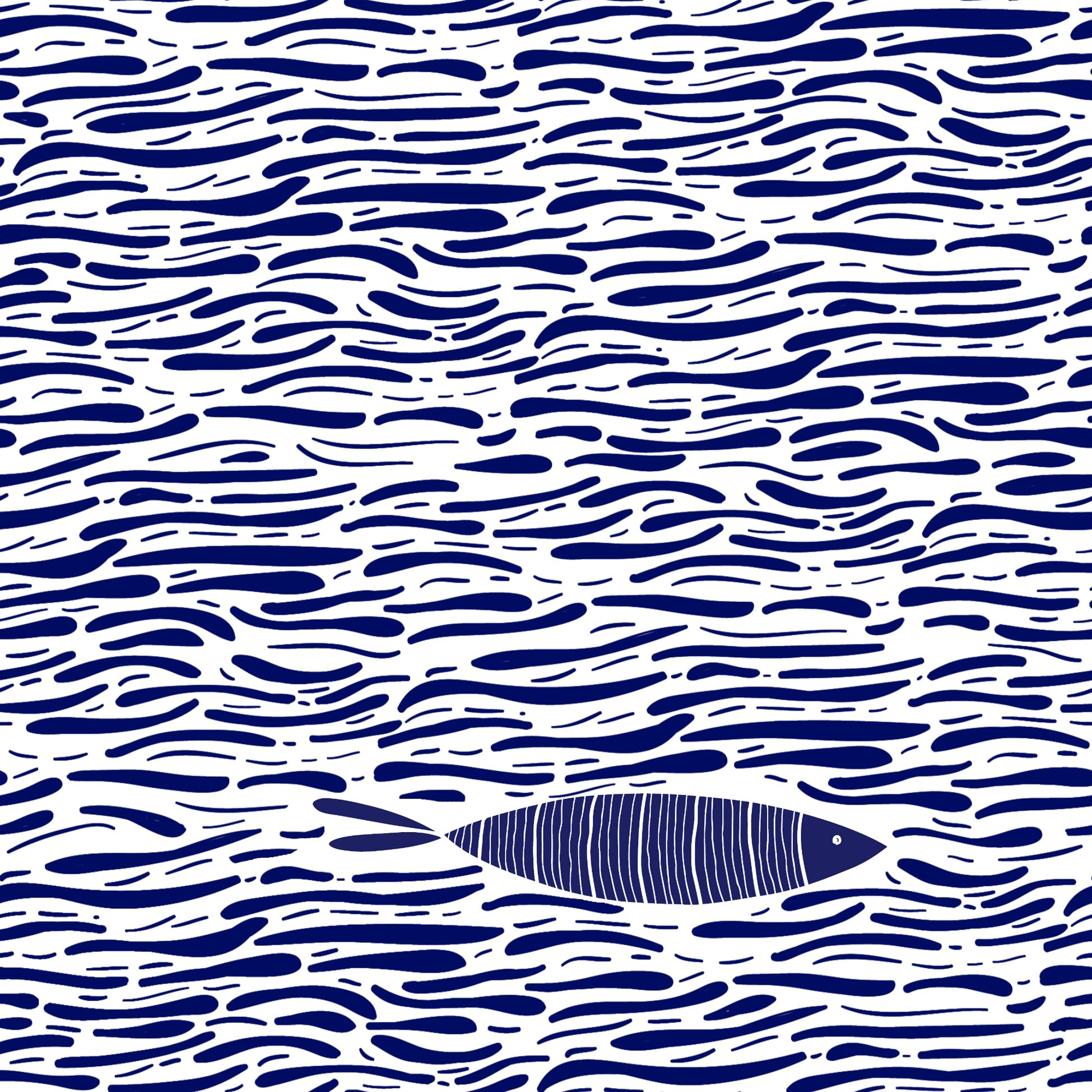 Anniversary House Tiflair Navy and White Fish Lunch Napkins 3 ply Pack of 20, Decoupage 33 x 33 cm