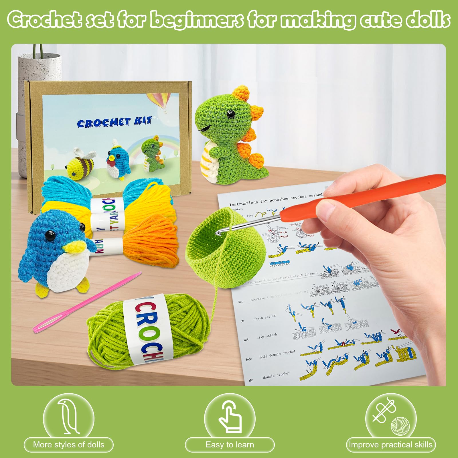 Kit Uncinetto Per Principianti Con Api - Completo Con Filato E Istruzioni - Foto 3