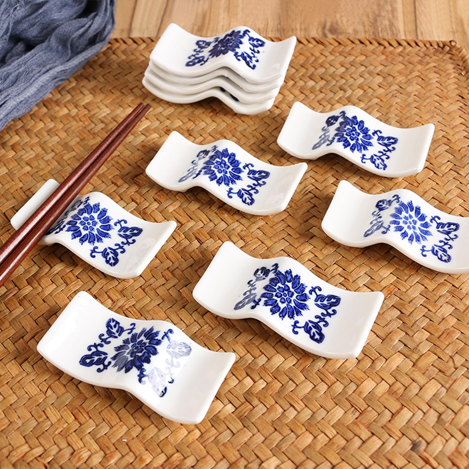 MRKU Poggia Bacchette, Porta Bacchette da Ristorante in Ceramica, Supporto per Cucchiaio da tavola, concavo, in Porcellana, Dipinto a Mano, Multifunzionale