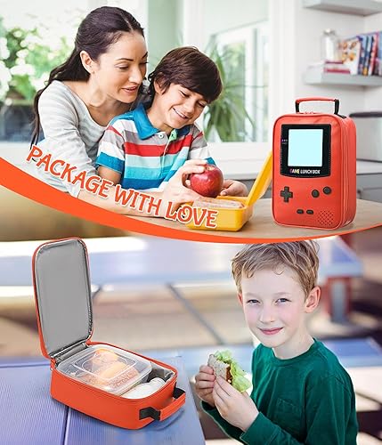 Miniatura 22 de Lonchera para niños, lonchera de cuero con aislamiento térmico para la escuela, lonchera térmica para niños, niñas, niños y adolescentes