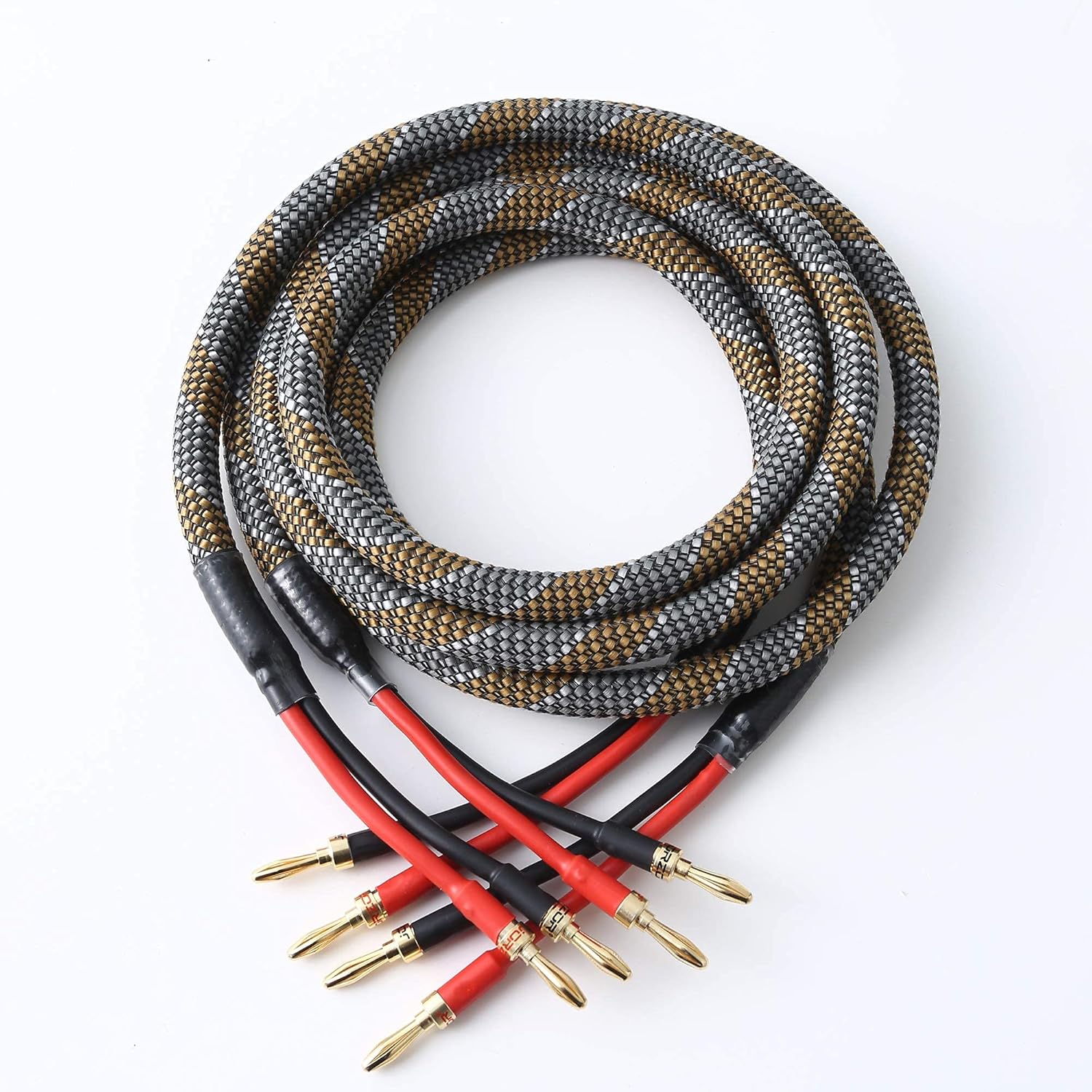 1 Pair 10AWG Speaker Cable,with Gold Plated Banana Tips, Oxygen Free Copper (10FT)