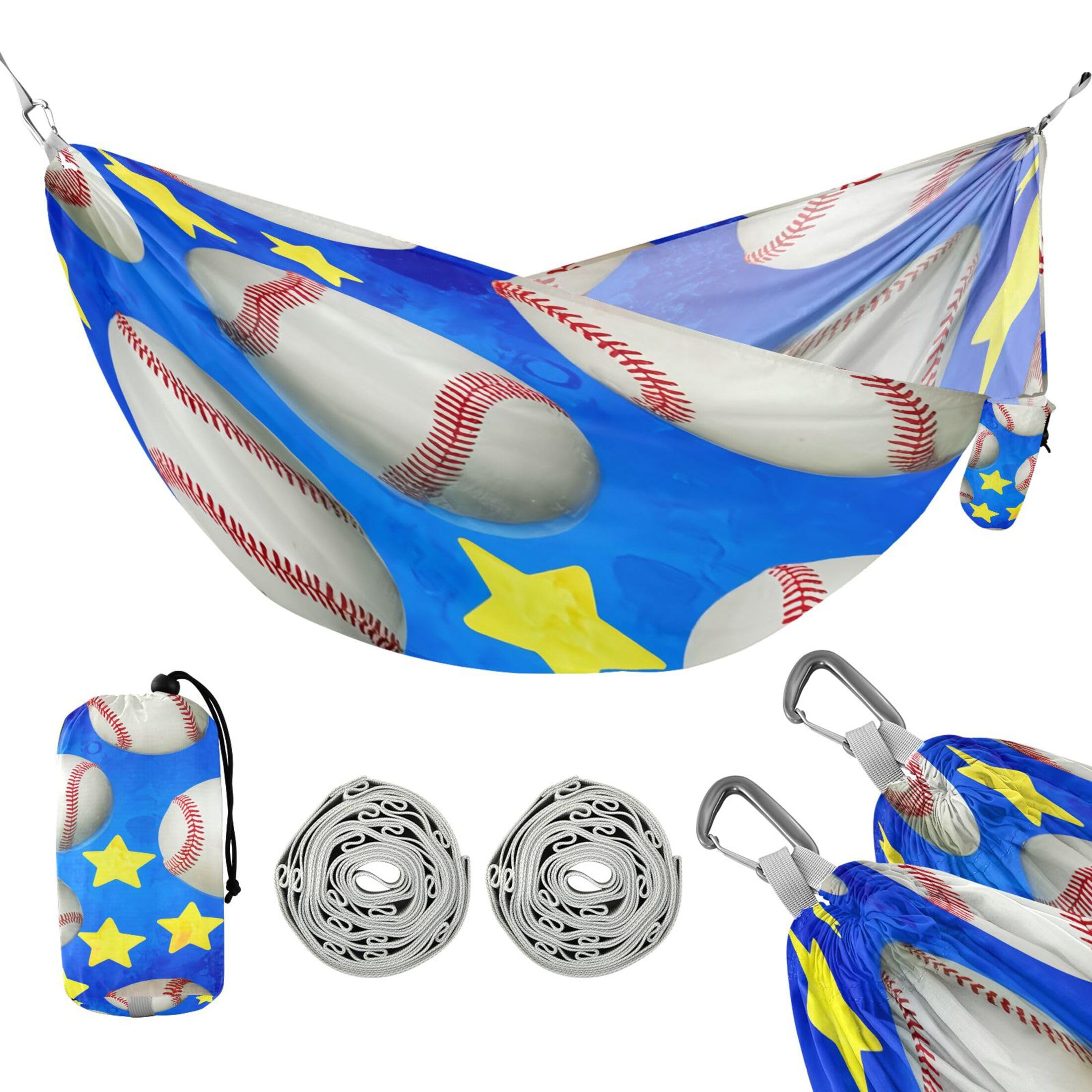 Takiito Realistic Baseballs Hammock 330 lb Capacity Travel Camping Hammock with Tree Straps, Portable Lightweight for Outdoor Beach Backpacking Backyard Patio