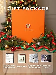 SPACE LION Dog Puffer Jacket, Down Winter Coat, Durable Outdoor Coat for Cold and Windy Conditions, Lightweight & Adjustable Fit Coats for Medium Dogs, (RedStripe, Size 14 Gift Box)