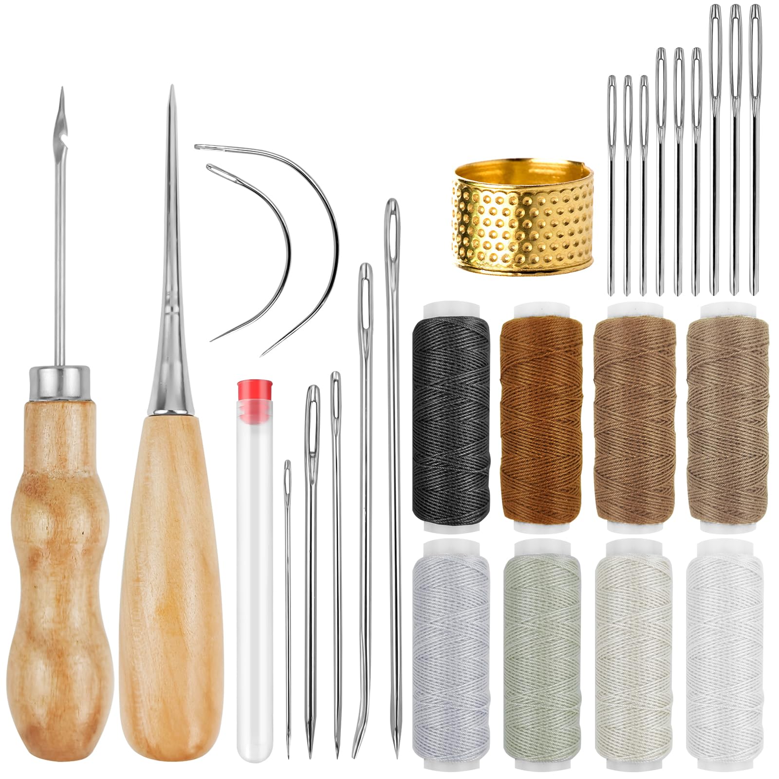 Yizzvb Paquete De 6 Carretes De Repuesto Para Punzón De Costura De Cuero Encerado, Hilo De Reparación, Cuero, Punzón De Costura De Lona Para Todas Las Herramientas De Costura, 3 Colores