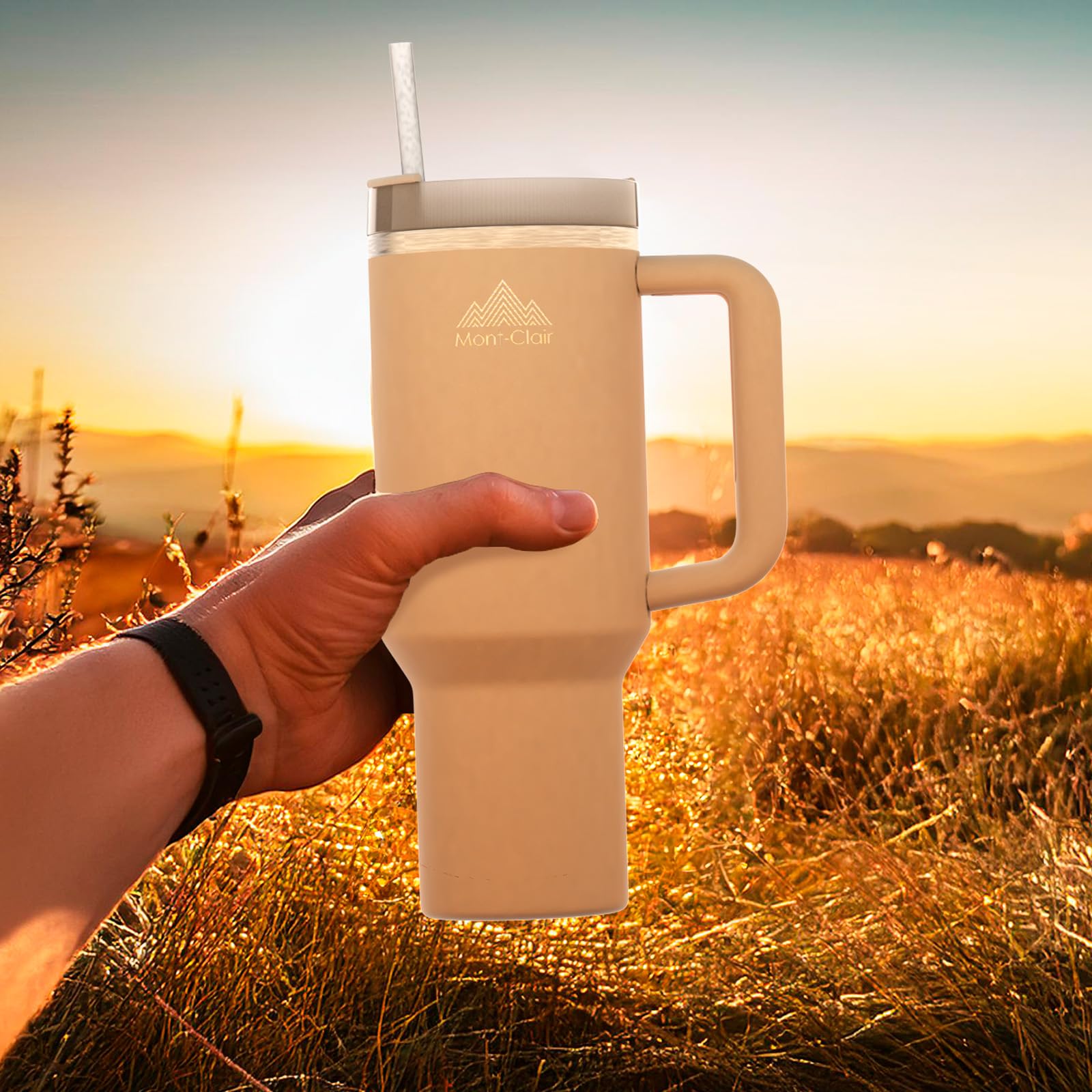 London H2.O FlowState Roestvrijstalen Vacuüm Geïsoleerde Beker Met Deksel En Rietje Voor Water Ijsthee Of Koffie Smoothie En Meer Creme 2 0 40 Oz