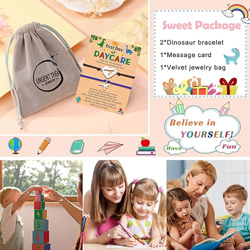 Miniatura 6 de UNGENT THEM Back to School Bracelet Mother Son Dinosaur Bracelets for Mom and Son First Day of School Gifts for Mother Dad Son Boys Daughter Girls