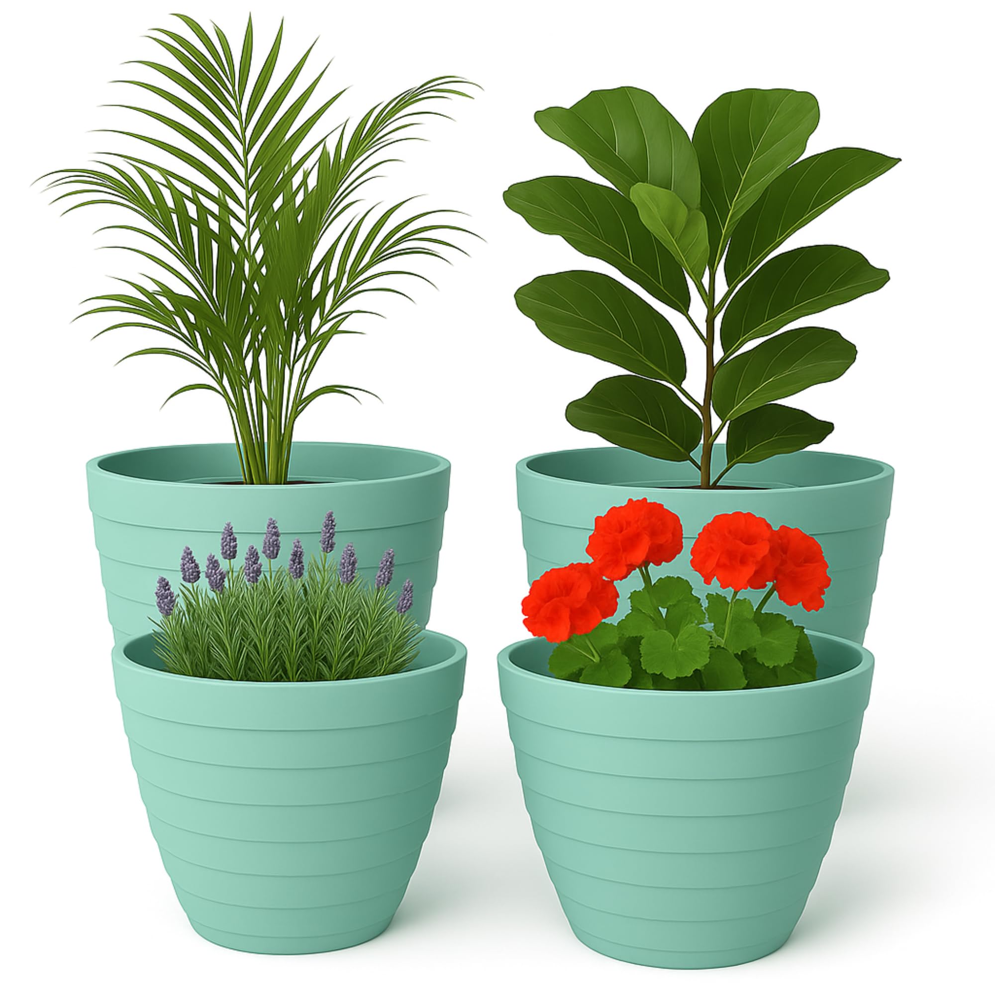 Maceteros Decorativos Interior y Maceteros Grandes Exterior - 3X Macetas Grandes Blanco Elegante (30 cm) Macetas Plastico con Drenaje - Tiestos para Plantas, Jardín, Terraza y Balcón — view 12