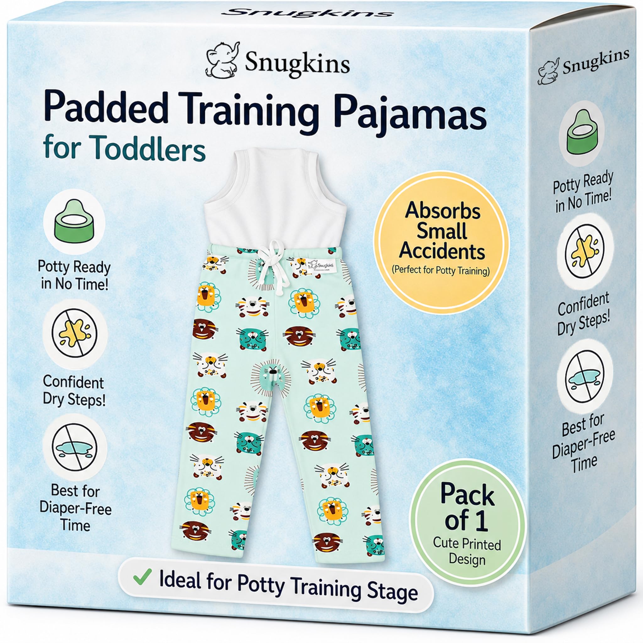 SNUGKINS Diaper Pants | Potty Training Pajamas for Toddlers, Boys and Girls.100% Cotton-image-26