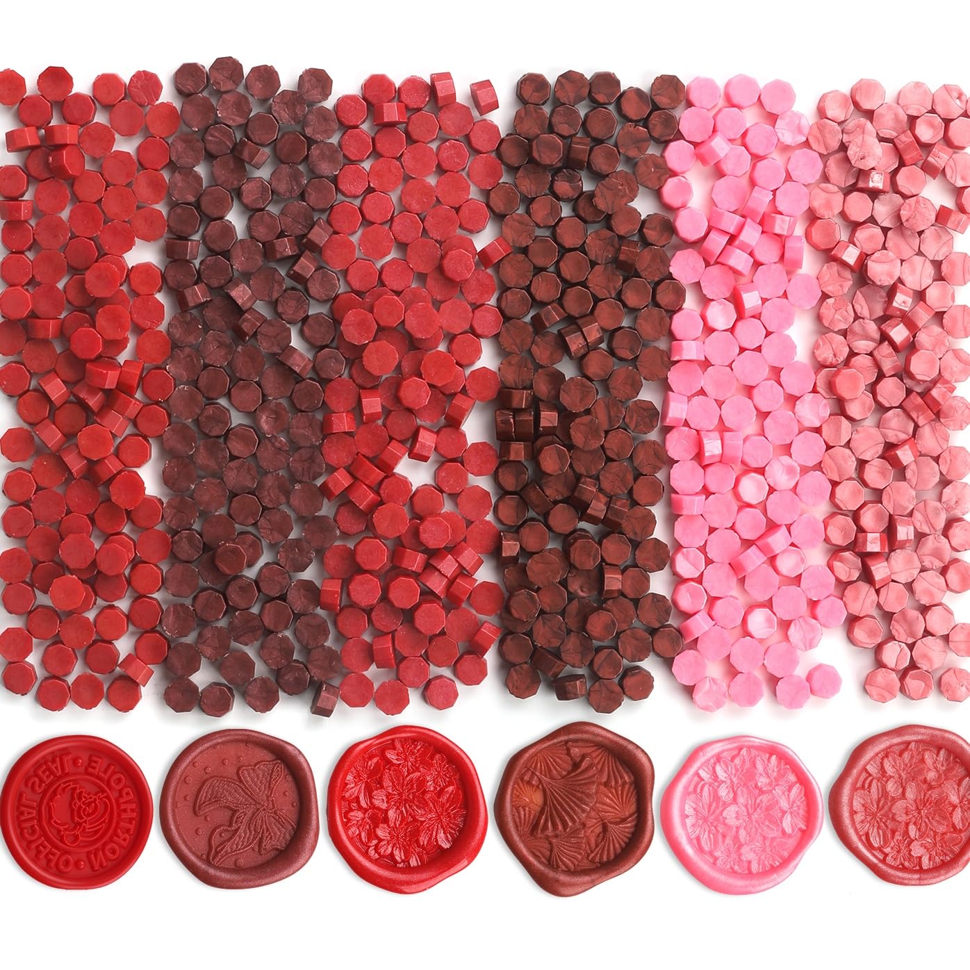 600pcs Wax Seal Beads Mixed Red, Premium Sealing Wax Beads for Stamp Seals, Octagon Seal Stamp Pellets Refill Pack for Wedding Invitation, Letter Envelope, Scrapbook DIY (Mixed Red) — image 1