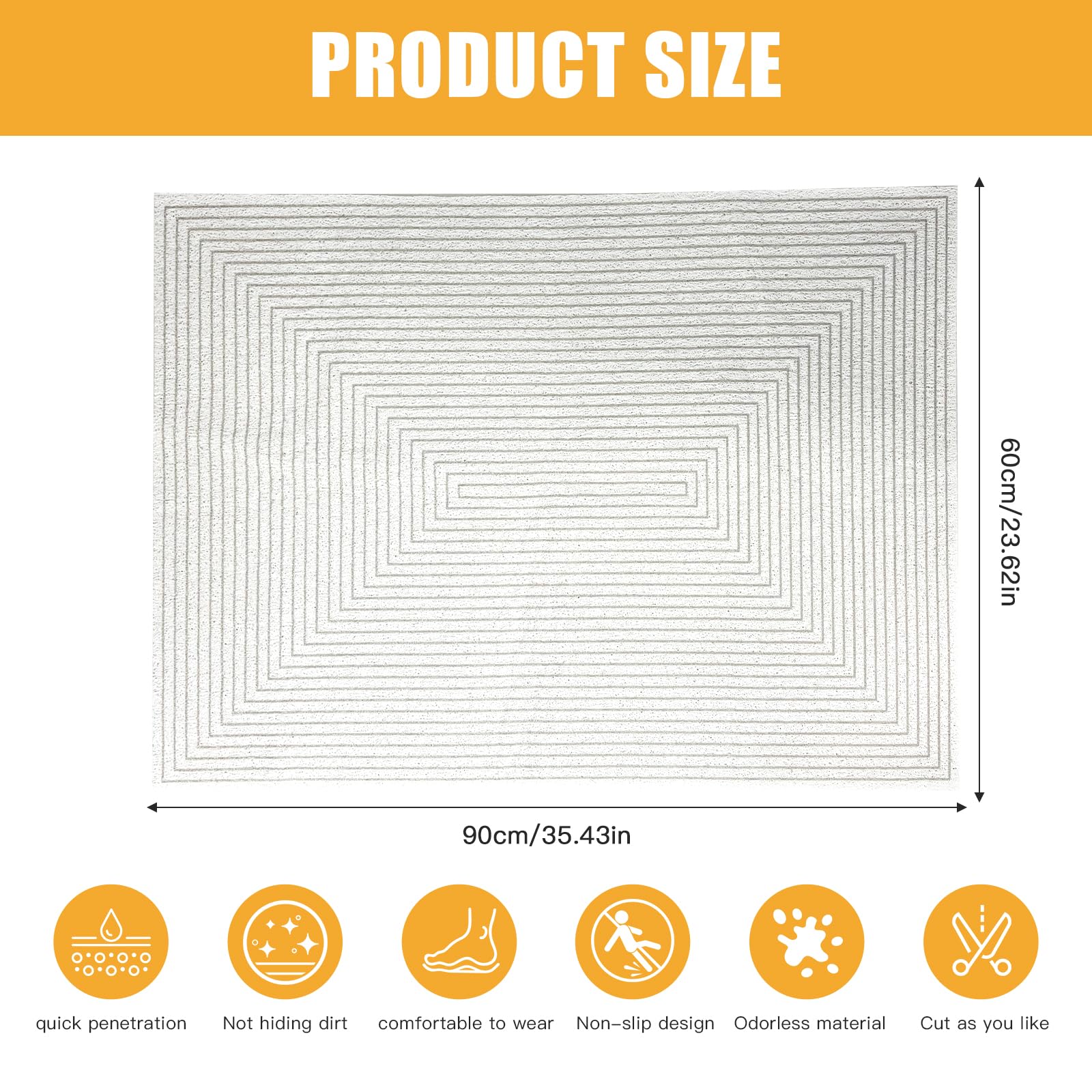 Tappeto Doccia Antiscivolo, 60x90cm Tappeto Antiscivolo per Doccia, Tappeto da Bagno in PVC con Fori di Drenaggio, Tappeto Asciugatura Rapida per Aree Umide