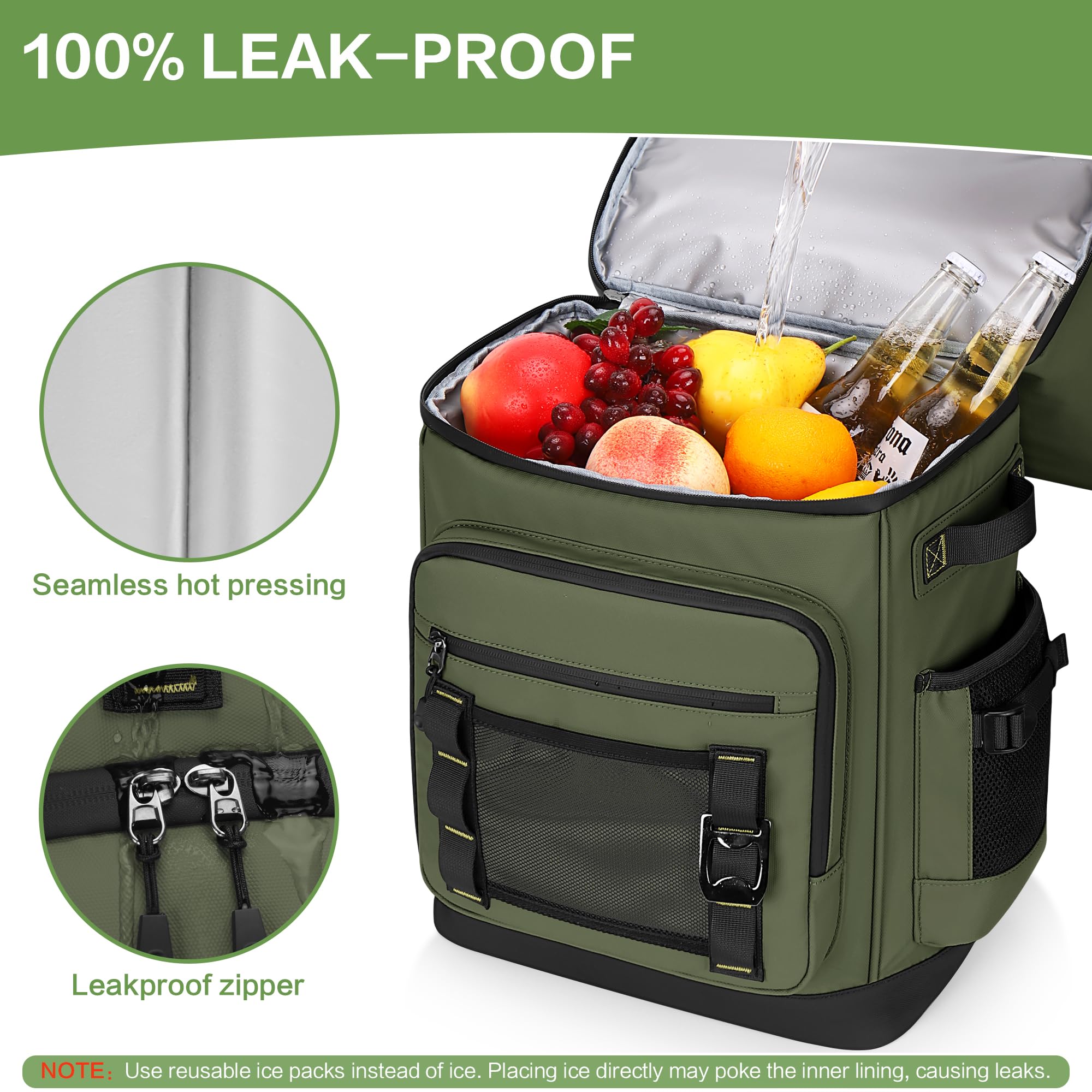 Mochila Nevera Isotermica a Prueba de Fugas, Expandible Impermeable Mochila Termica Grande Thremal Bolsa Picnic para Hombre y Mujer