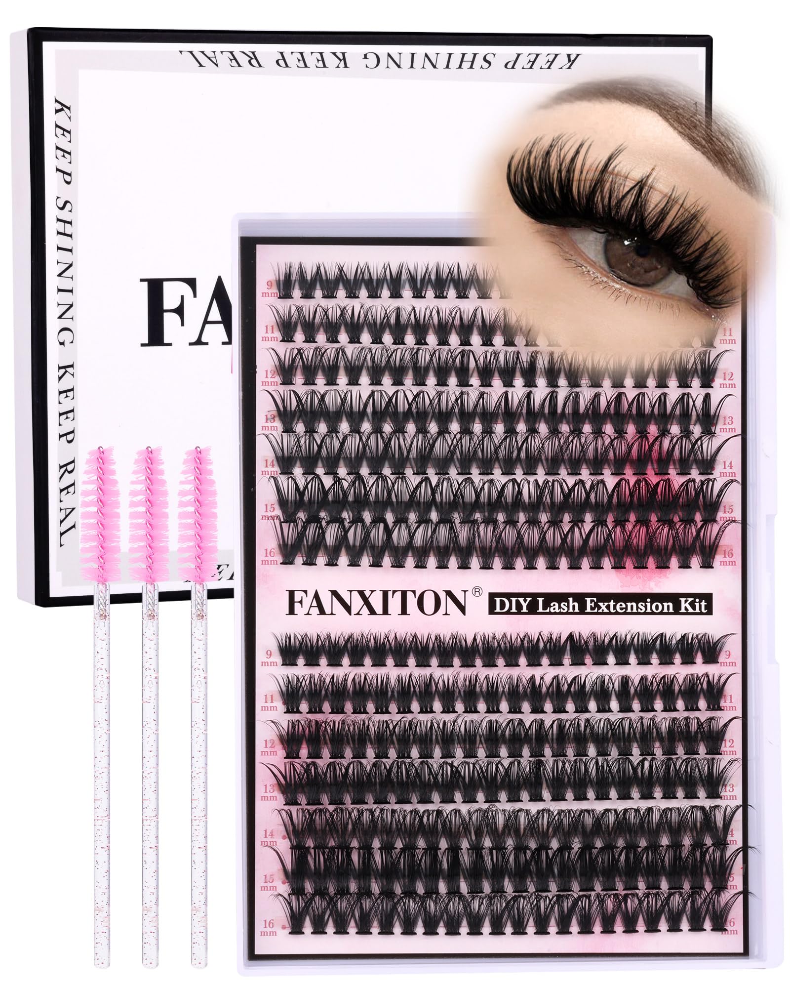 Photo 1 of DIY Lash Extension Kit Cluster Lashes 280 pcs Lash Clusters with Lash Brush D Curl Volume Eyelashes Extensions 9-16 mm 40D+50D Individual Lashes Thin Band Eyelashes Cluster Kit for Beginners (No Glue)