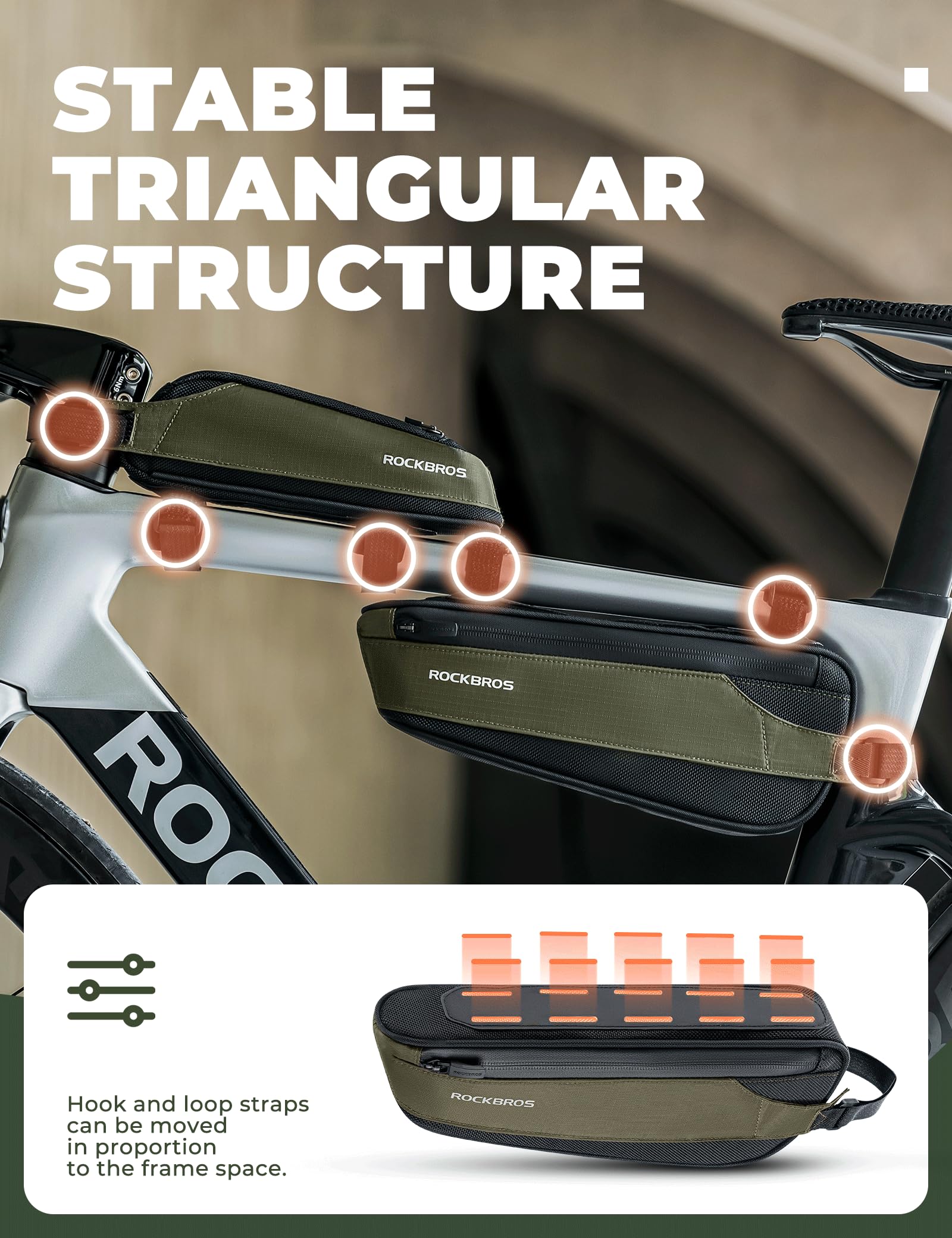 Borsa RockBros Per Tubo Superiore Bici – 1L, Impermeabile, Per Telefono E Accessori – Attacco A Strappo