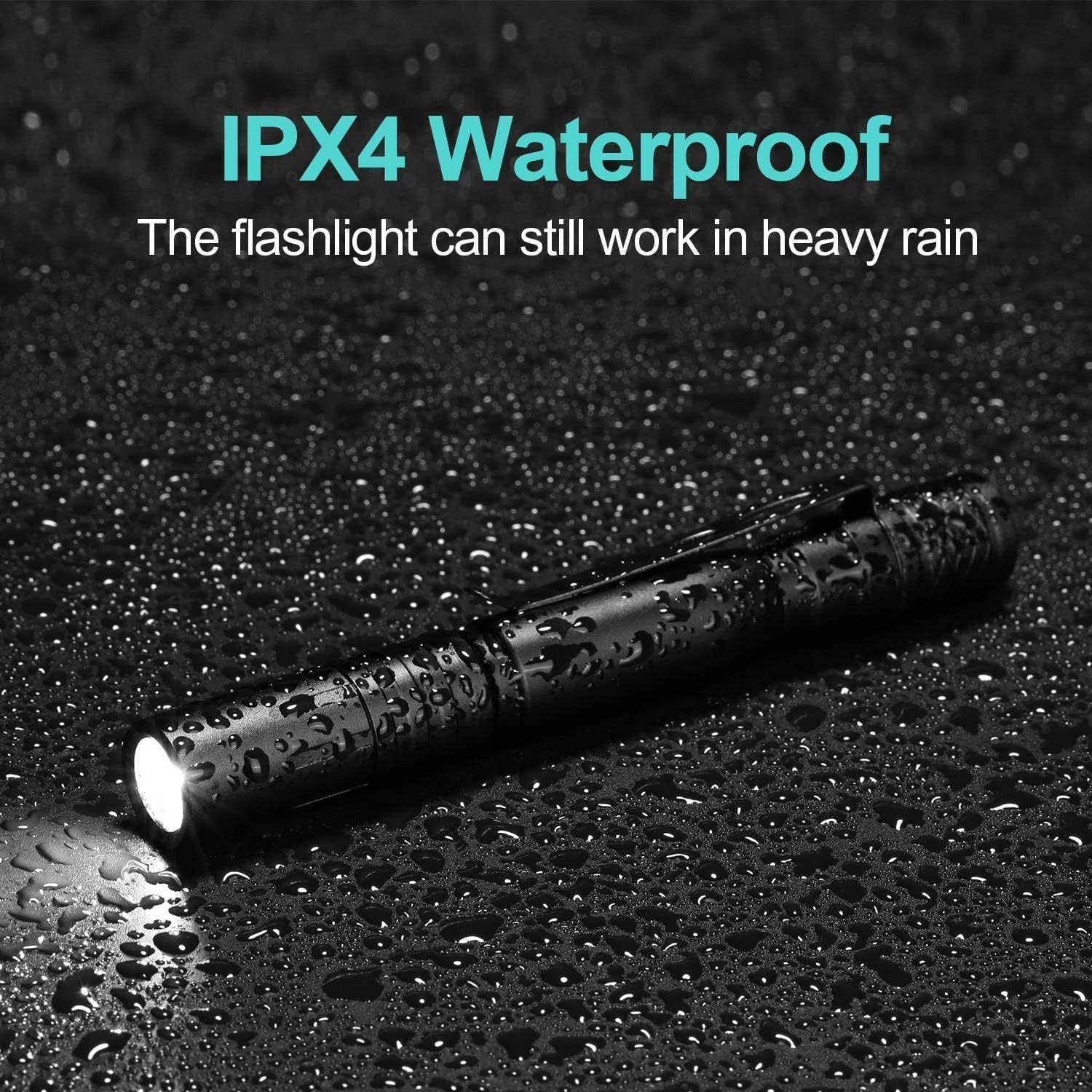 MODOAO 4-Pack LED Penlight Flashlight with Clip - Super Bright 150LM, IPX4 Waterproof, Mini Pocket Torch for Inspection, Work, Emergency & Night Security (AAA Battery Not Included)