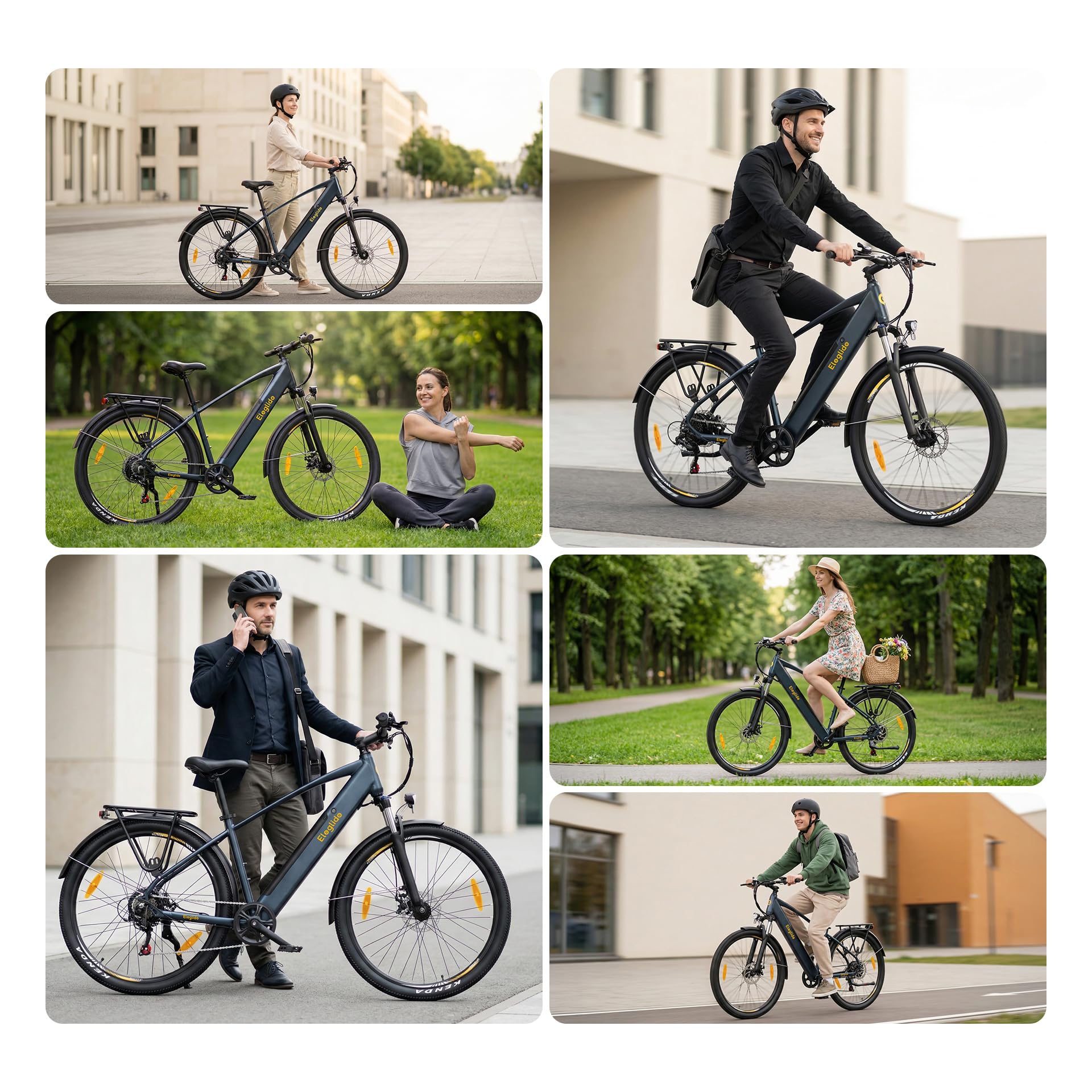 Eleglide Bicicletta elettrica, bicicletta elettrica T1, 27,5", da trekking, con batteria da 13 Ah, gamma lunga, 100 KM, motore da 250 W, Shimano a 7 ozze, per uomo e donna, freni a doppio disco