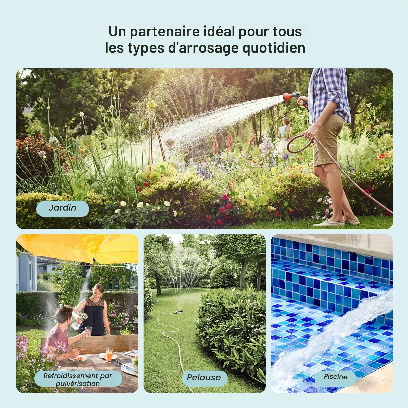 Programmateur Arrosage Automatique, 2 Sorties 6 programmes d'arrosage par Jour, arrosage Automatique et Rapide, Prend en Charge Le Mode Manuel/Retard de Pluie/Protection de Batterie Faible