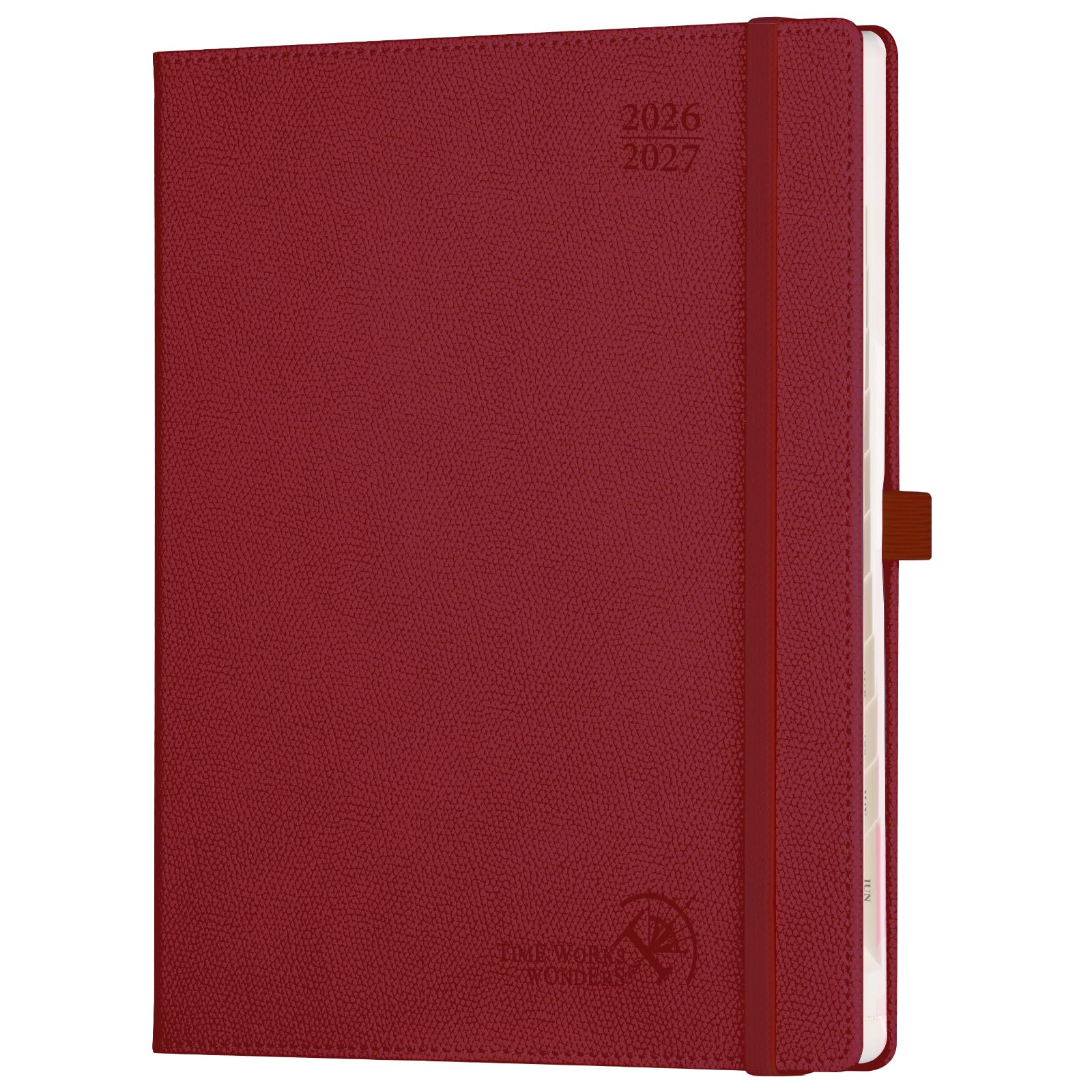 POPRUN Agenda 2026-2027 (grande 21,6 x 26,7 cm), agenda settimanale orizzontale da luglio 2026 a giugno 2027, quaderno accademico con linguette mensili, copertina rigida in pelle, tasca interna