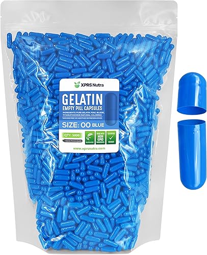 XPRS Nutra Tamaño 00 cápsulas vacías 5000 cápsulas vacías de gelatina Cápsulas de píldoras vacías expresas Relleno de cápsulas de bricolaje