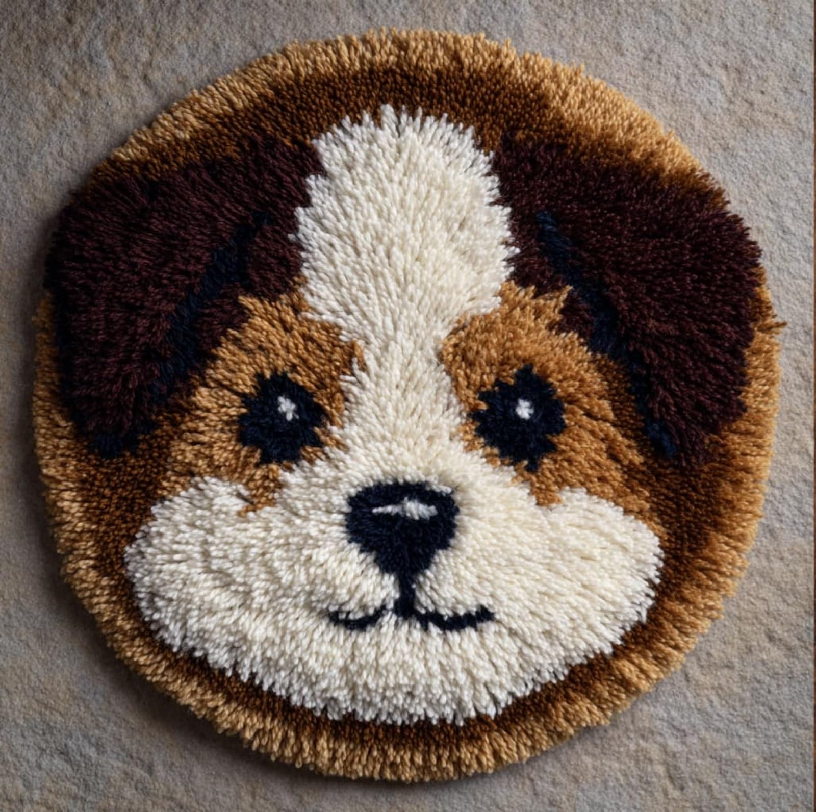 WallustrioaW DIY Tapestry Carpet Rug Making for Adults,Cute Dogs,Crochet Kit for Beginners,Carpet Making Set with Printed Canvas,Gift,50x50cm
