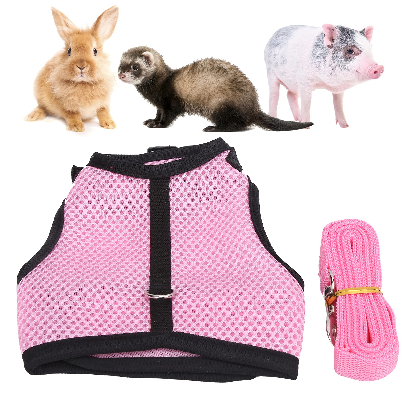 Rabbit Mesh Harness with Leash, Rabbit Mesh Traction Harness Rabbit Harness with Leash Pet Supply Pet Pink Mesh for Little Pigs for Guinea Pig(L, Pink) (B09B2GCTBX) Amazon Price History, Amazon Price Tracker