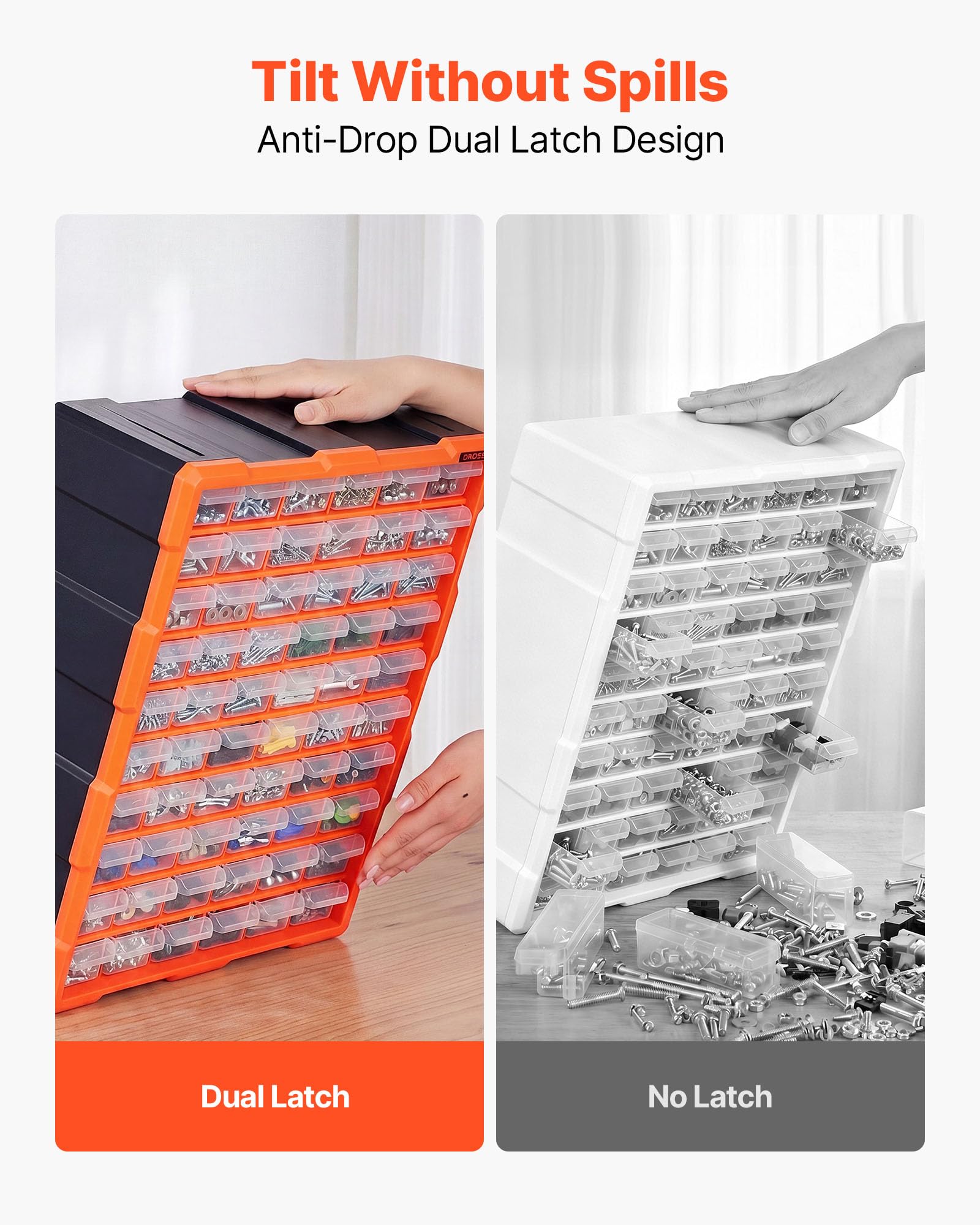 VEVOR Organizer per Minuteria a 60 Cassetti, Cassettiera Porta Minuteria Impilabile, Contenitore da Parete per Viti, Bulloni, Ferramenta e Componenti, in Plastica, Ideale per Garage, Casa e Officina