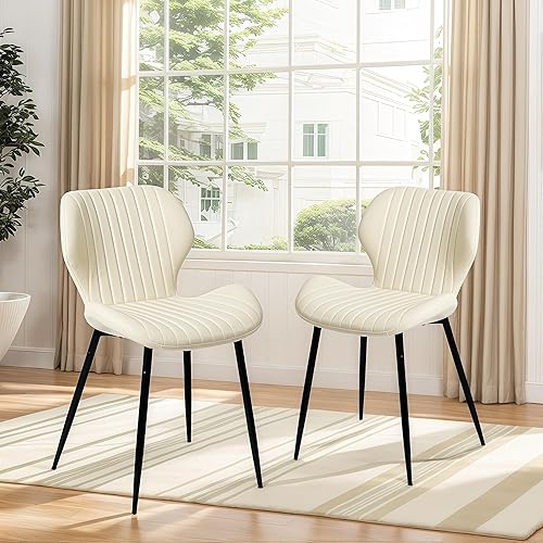 Miniatura 1 de CangLong Juego de 2 sillas de comedor, sillas de comedor de piel sintética con cómodo asiento y respaldo copetudos, modernas sillas Kicthen sin