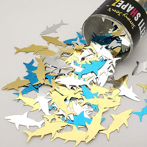 Confeti azul tiburón, plata, oro, 2 bolsas de media onza (1 oz) #8218 Q01