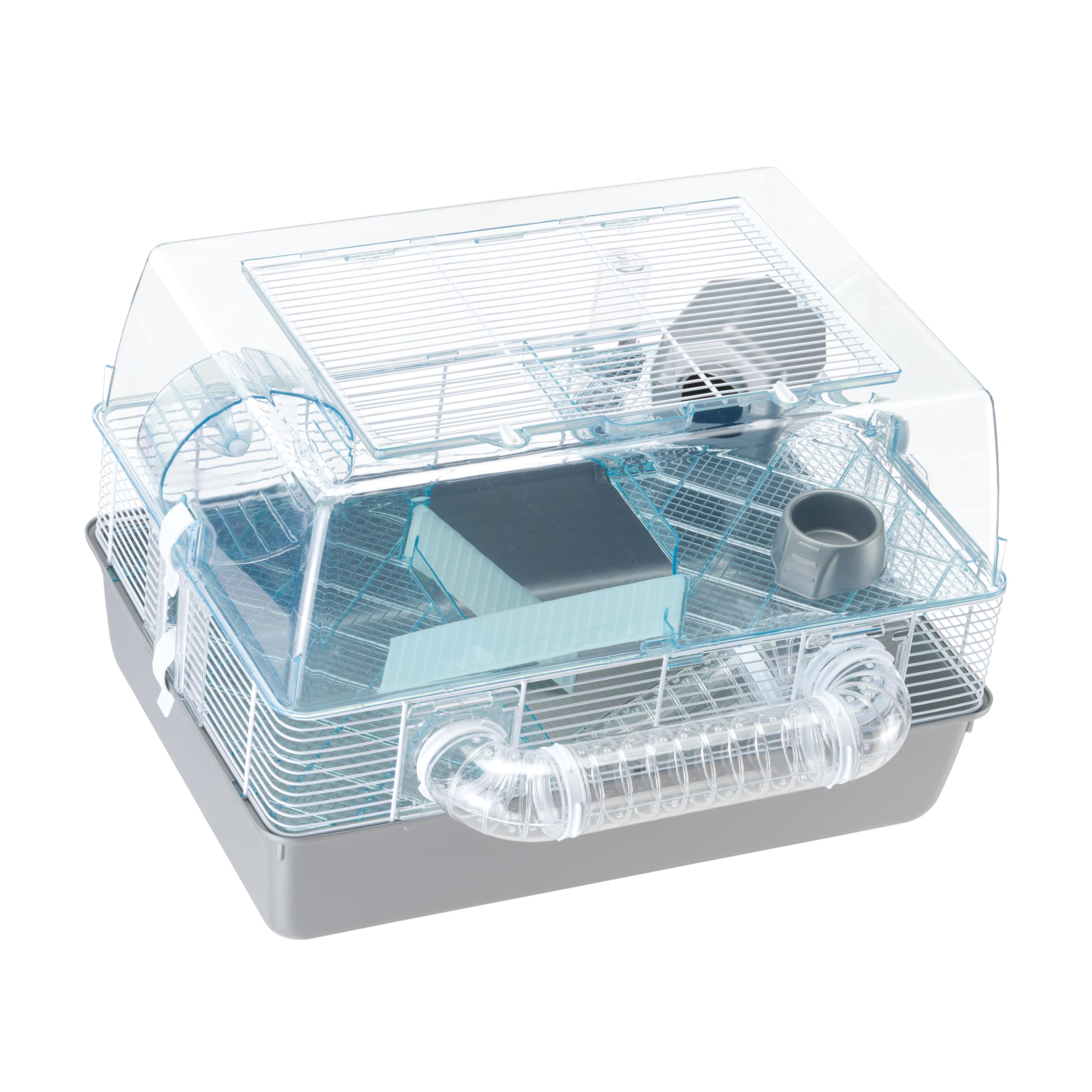 FERPLAST Gabbia Roditori DUNA FUN per Criceti, Topolini, in Plastica e Metallo, Accessori inclusi: Mangiatoia, Beverino, Casetta, Ruota, Scaletta, Ripiani, Set Tubi. 55x47xh37,5cm