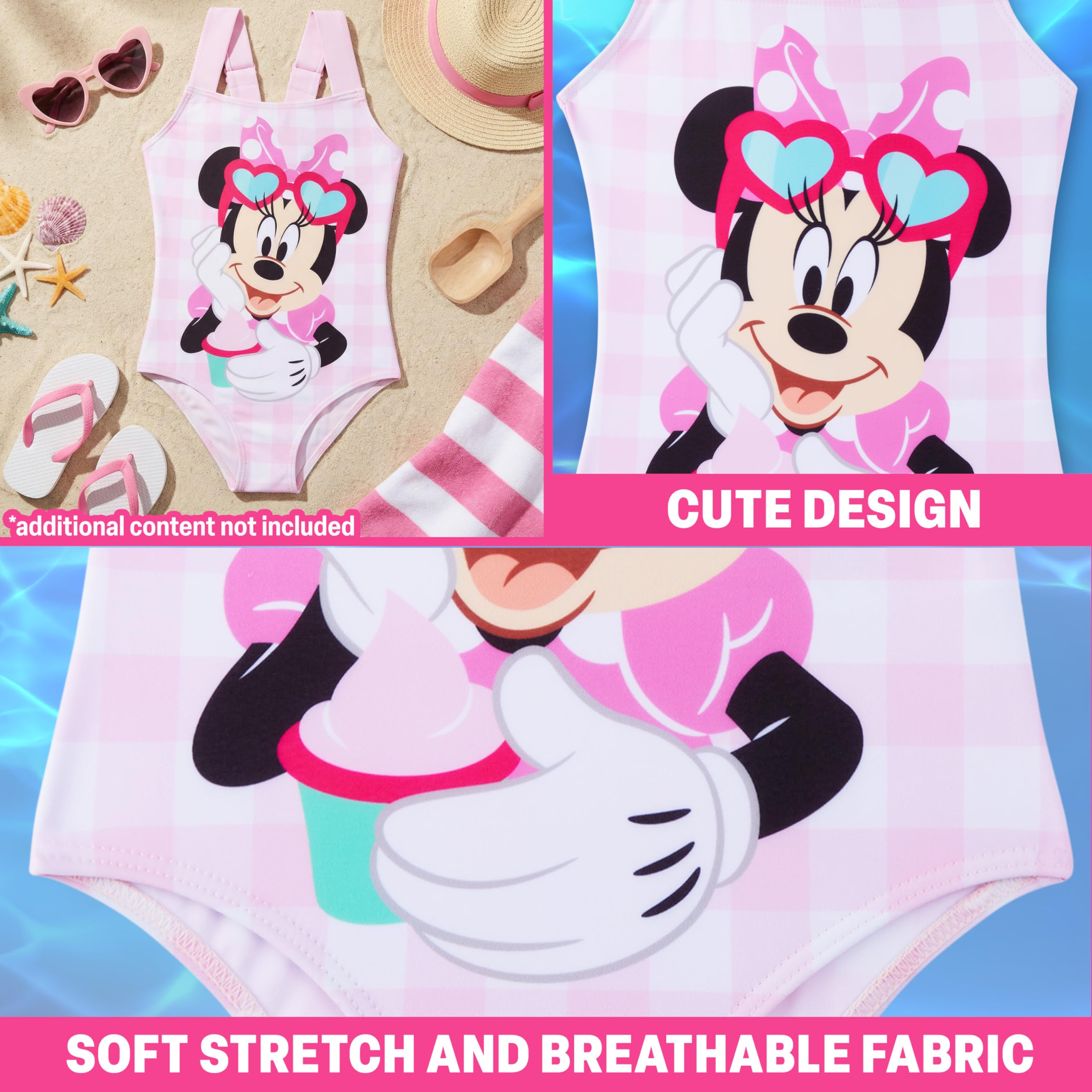 Peppa Pig | Disney Minnie Mouse Bañador Niña, Traje de Baño Infantil Una Pieza con Tirantes Ajustables, Ropa de Baño para Playa Piscina, Verano Regalo Niña