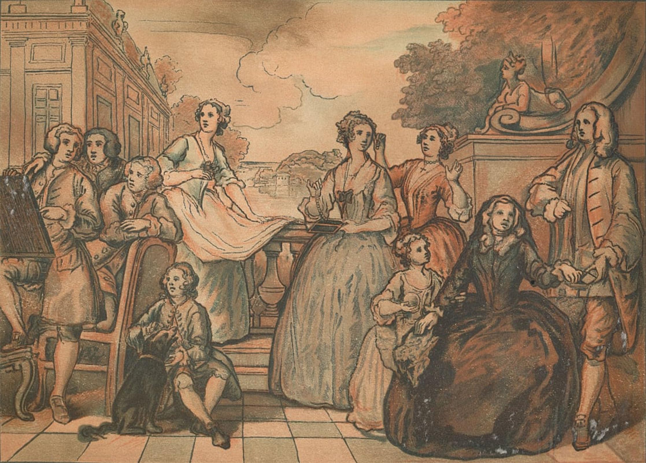 SERENDIPITP Abstract Painting Mural Print Picture Wall Decor Painting Sketch for the Jones Family Conversation by William Hogarth Vintage Wall Artwork for Home Decor 60x90cm