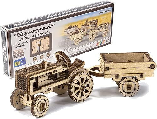 Wooden.City Vintage Cars Work Horse 3 - Kit de modelo de madera 3D para adultos para construir autos, rompecabezas de madera 3D para adultos,