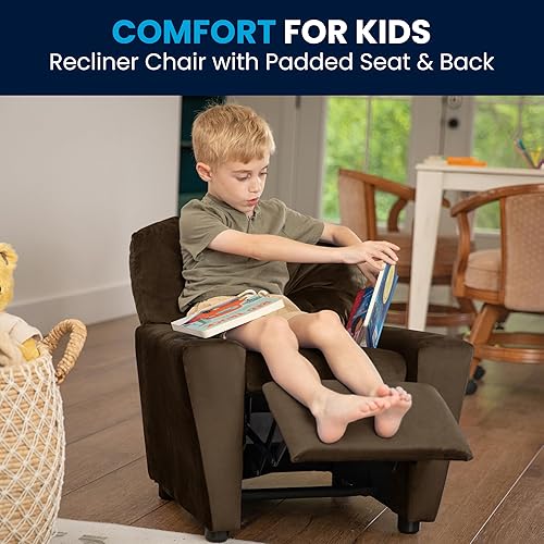 Miniatura 194 de Flash Furniture Chandler LeatherSoft - Silla reclinable para niños con portavasos y reclinable de seguridad, silla reclinable contemporánea para