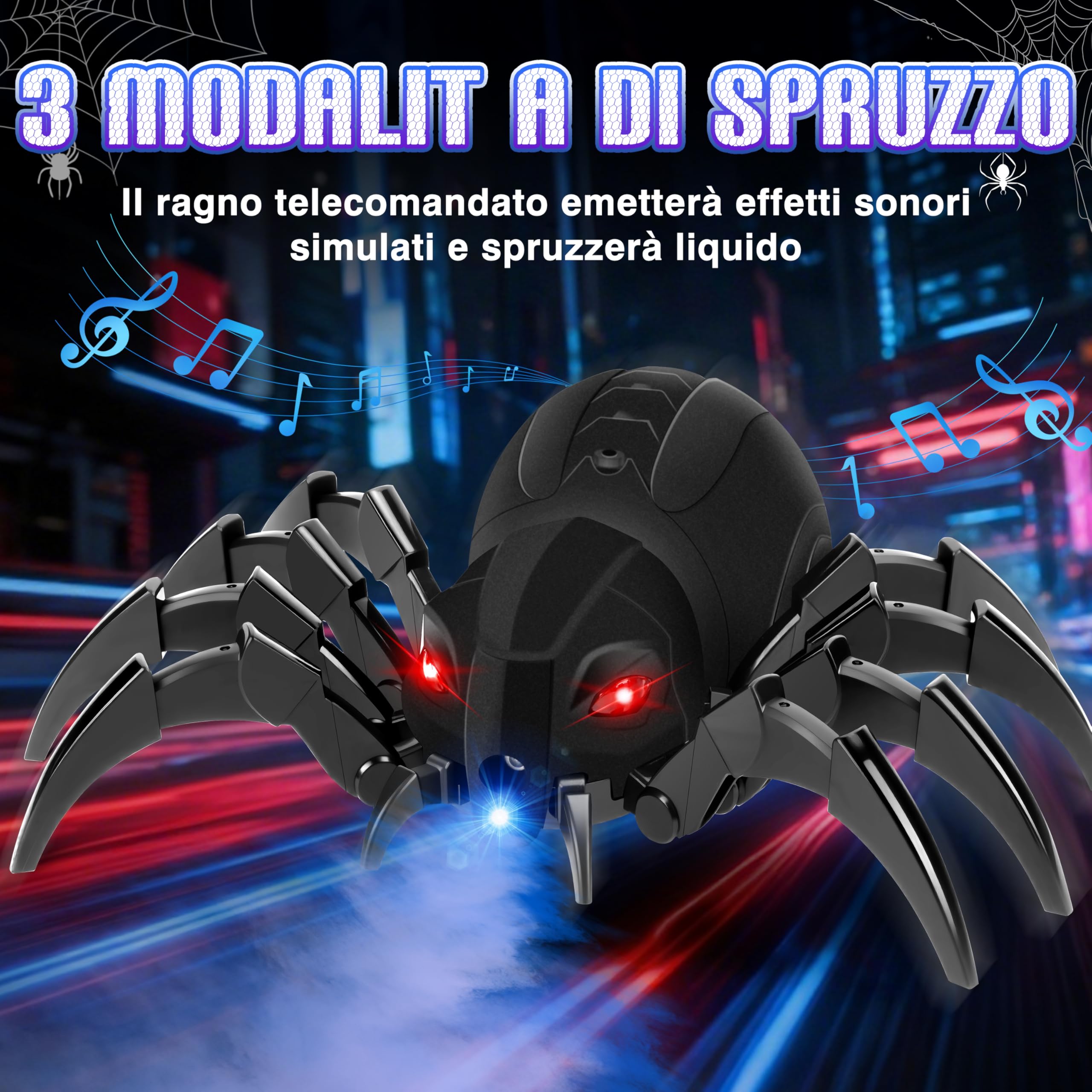 MOMOSTAR 2.4GHZ Ragno Telecomandato Giochi per Bambini Bambina 6-9 Anni Regalo Bambino 6-12 Anni Maschio Funzione Spruzzante, Occhi Luminosi E Diverse Modalità Musicali Tarantola Telecomandata