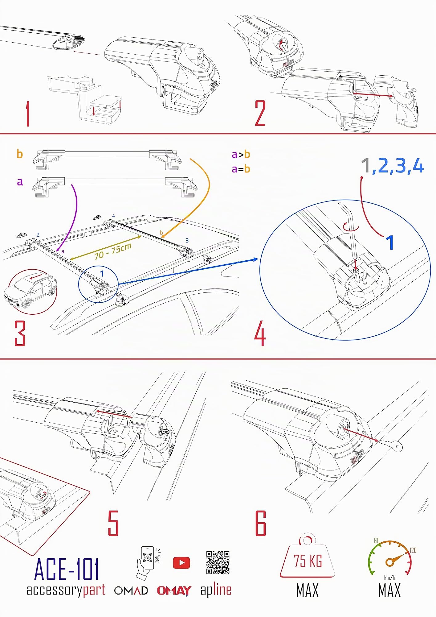 Compatible avec Dacia Sandero Stepway 3 (BJI) 2021-2026 ACE-1 Modèle Barres de Toit Railing Porte-Bagages de Voiture Aluminium Gris 2 Barres