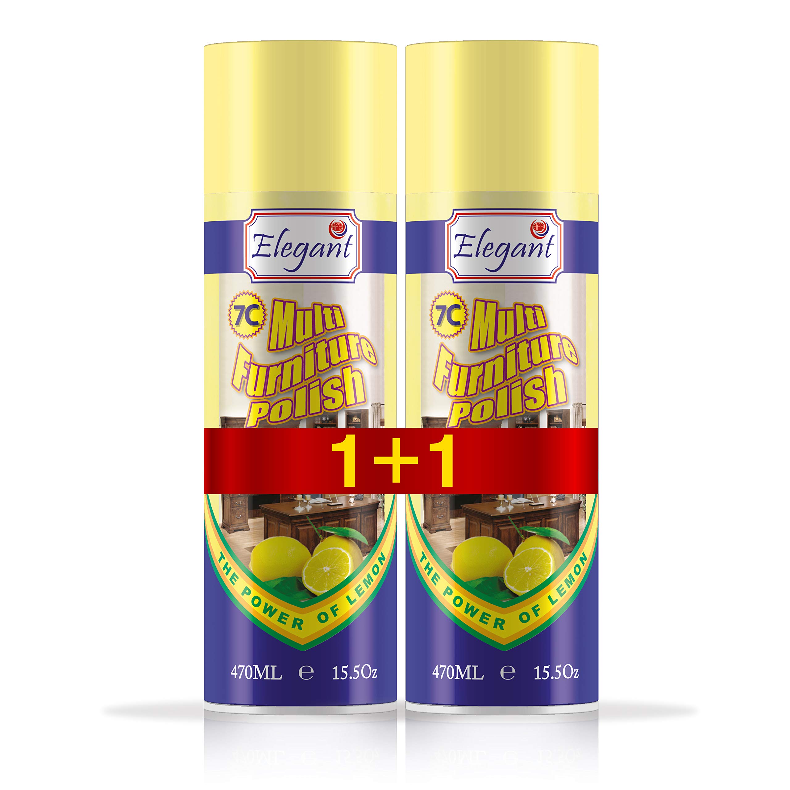 Elegant Furniture Polish - Citrusy Lemon - 470ML - Pack of 2 - Twin Pack