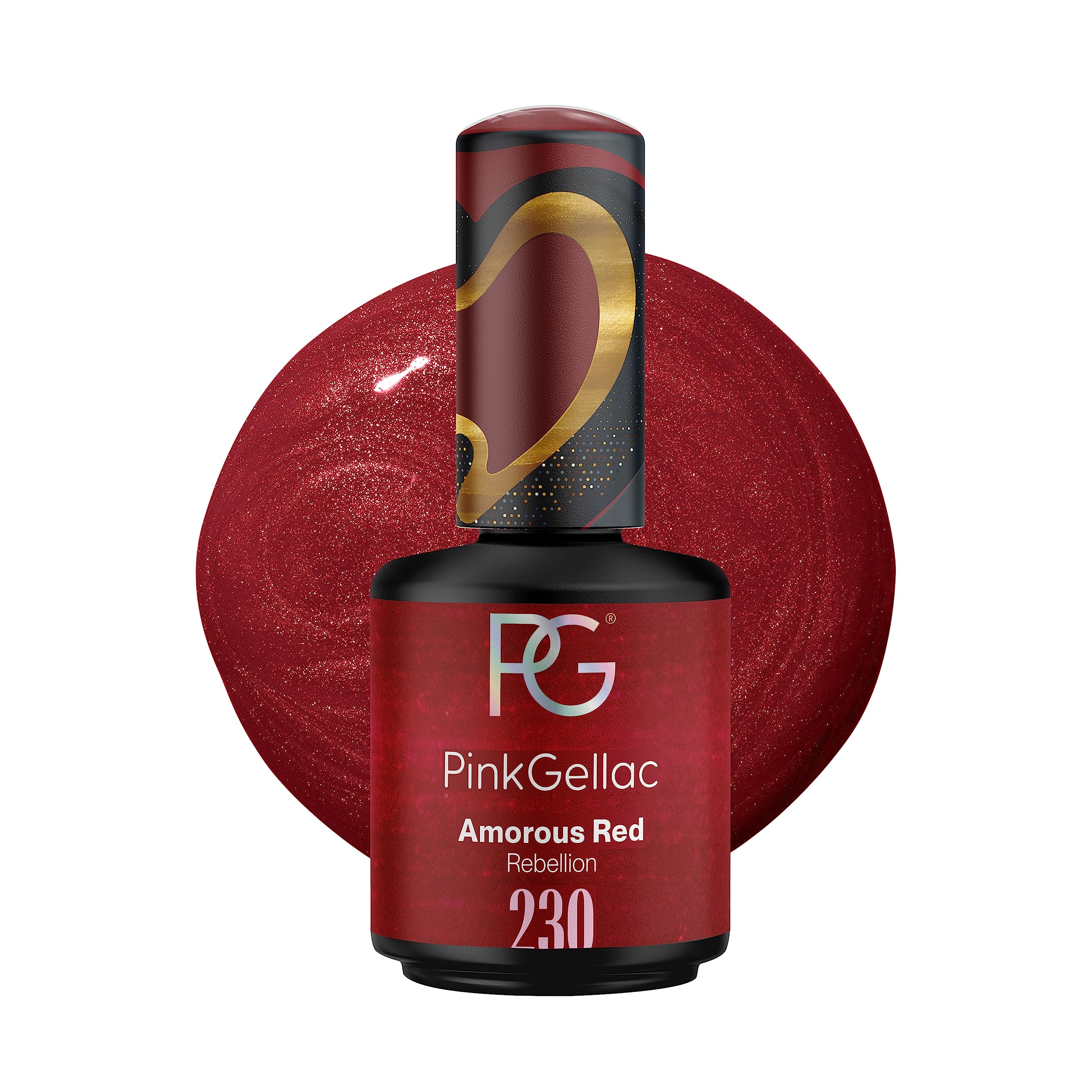 Pink GellacUV Gel Nail Polish - 230 Amorous Red 15 ml - Long Lasting Shellac Nail Polish Red - Gel UV for 14 Days Nails in Salon Quality - Made in Holland