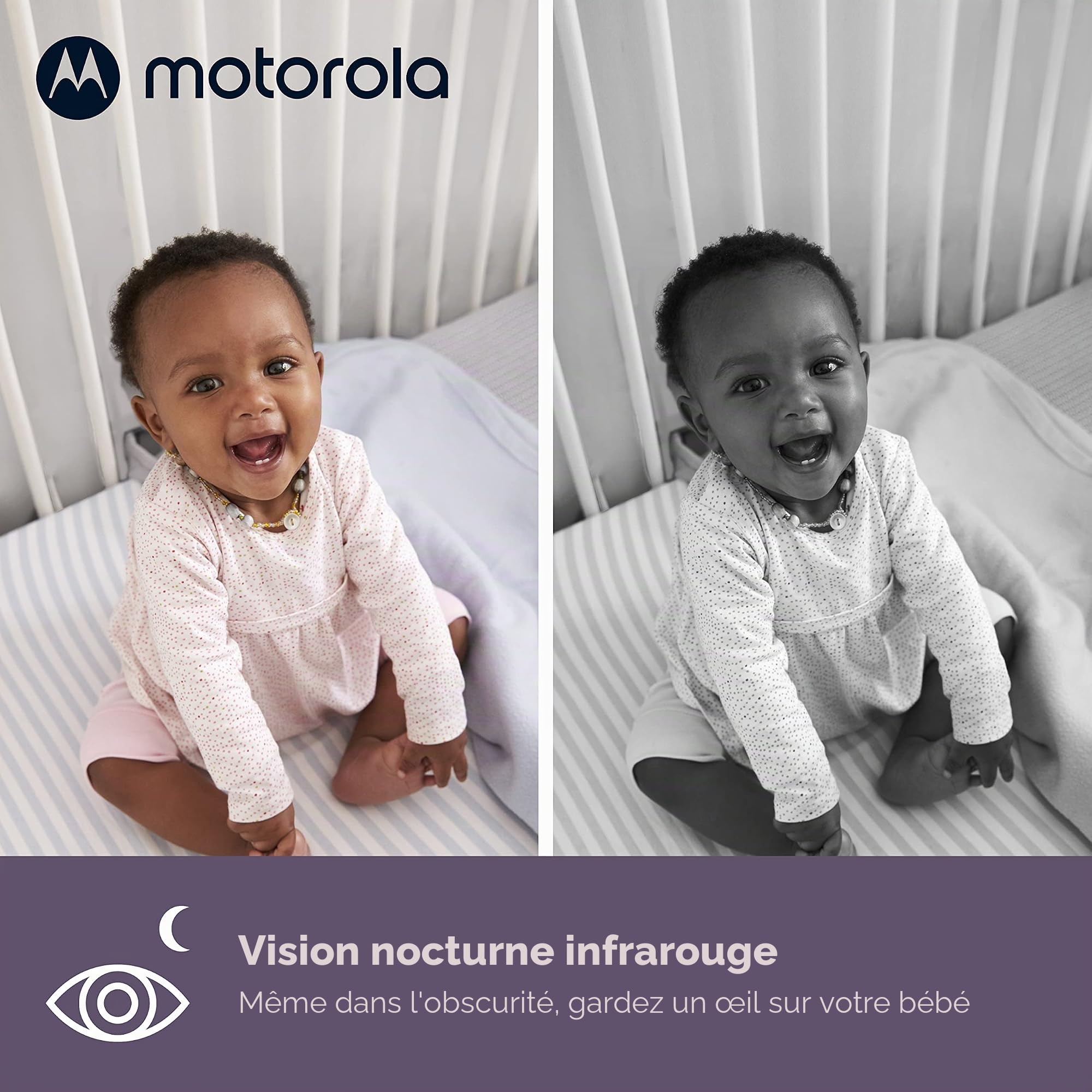 Motorola Nursery VM85 Monitor de Video Para bebé de 5 Pulgadas Wi-FI Con Luz de Estado de ánimo, conversación bidireccional, Luz Multicolor, transmisión 24 Horas
