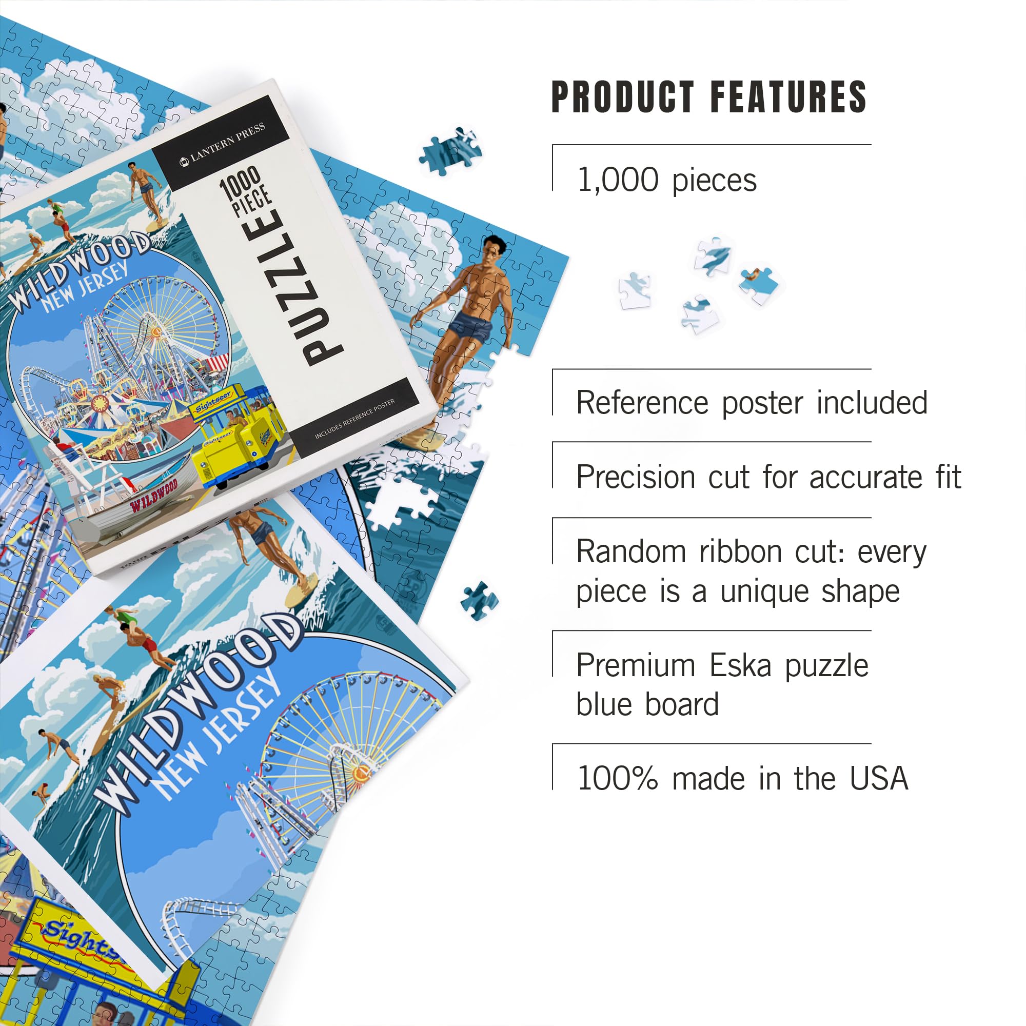 Amazon.com: Lantern Press Wildwood, New Jersey, Montage, 1000