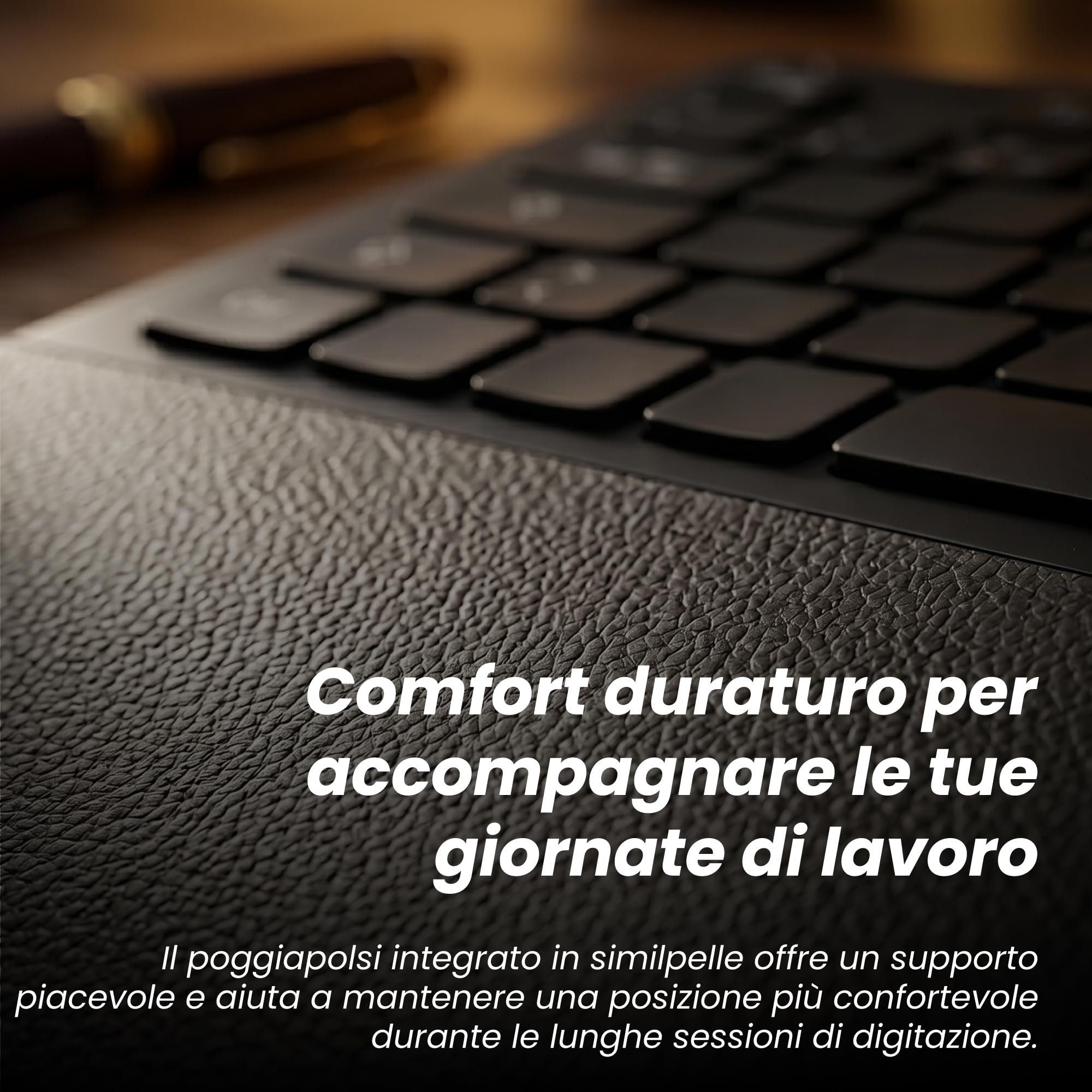 T'nB Ergo Key Pro - Tastiera ergonomica senza fili, doppia connessione | Bluetooth e 2,4 GHz, Poggiapolsi in finta pelle, AZERTY francese, Windows e macOS, nero